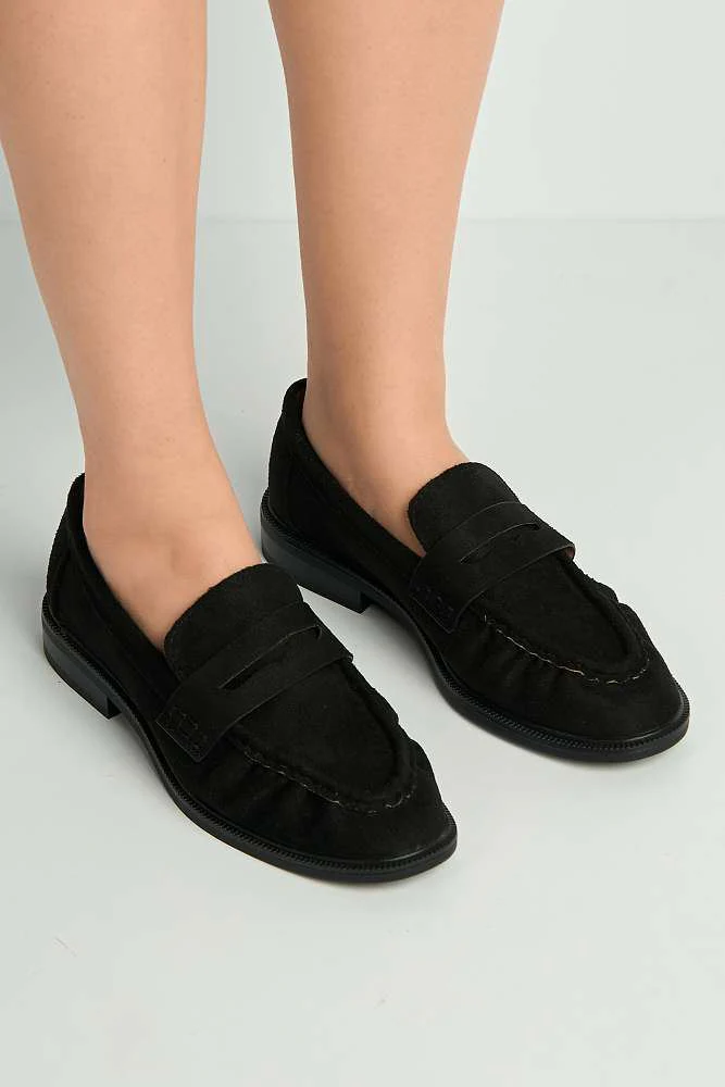 Haisley Plain Silp On Loafer With Band in Black Suede - Image 2