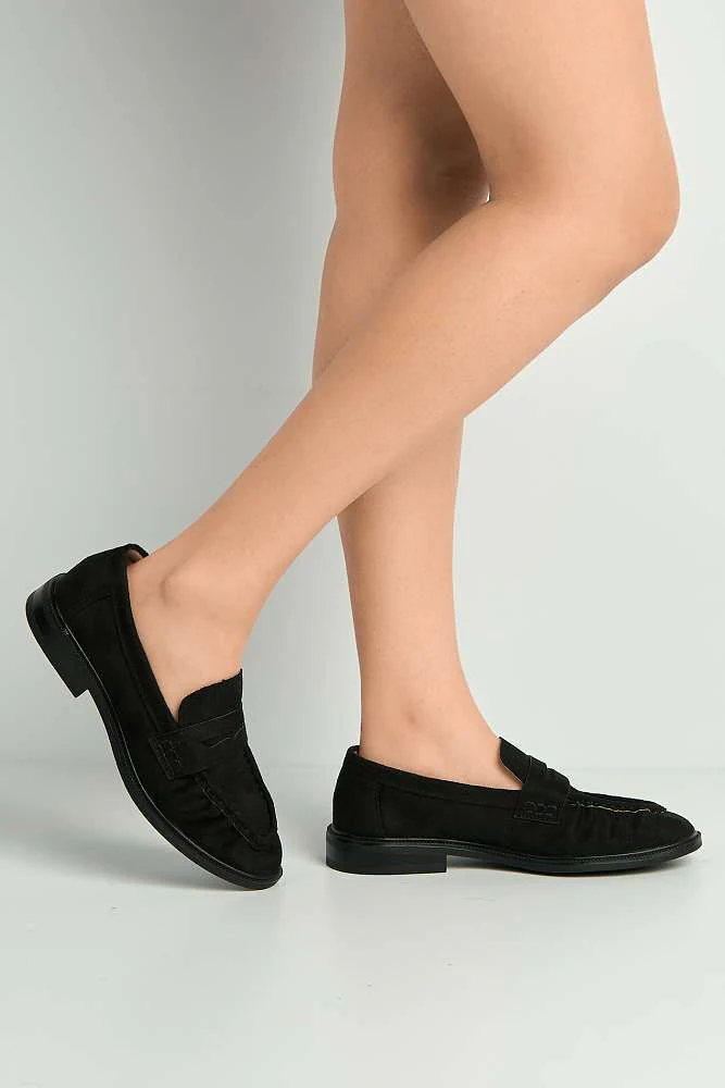 Haisley Plain Silp On Loafer With Band in Black Suede - Image 3