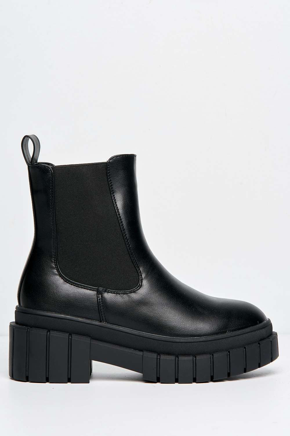 Halya Chunky Sole Slip-On Ankle Boots in Black Matt - Image 5