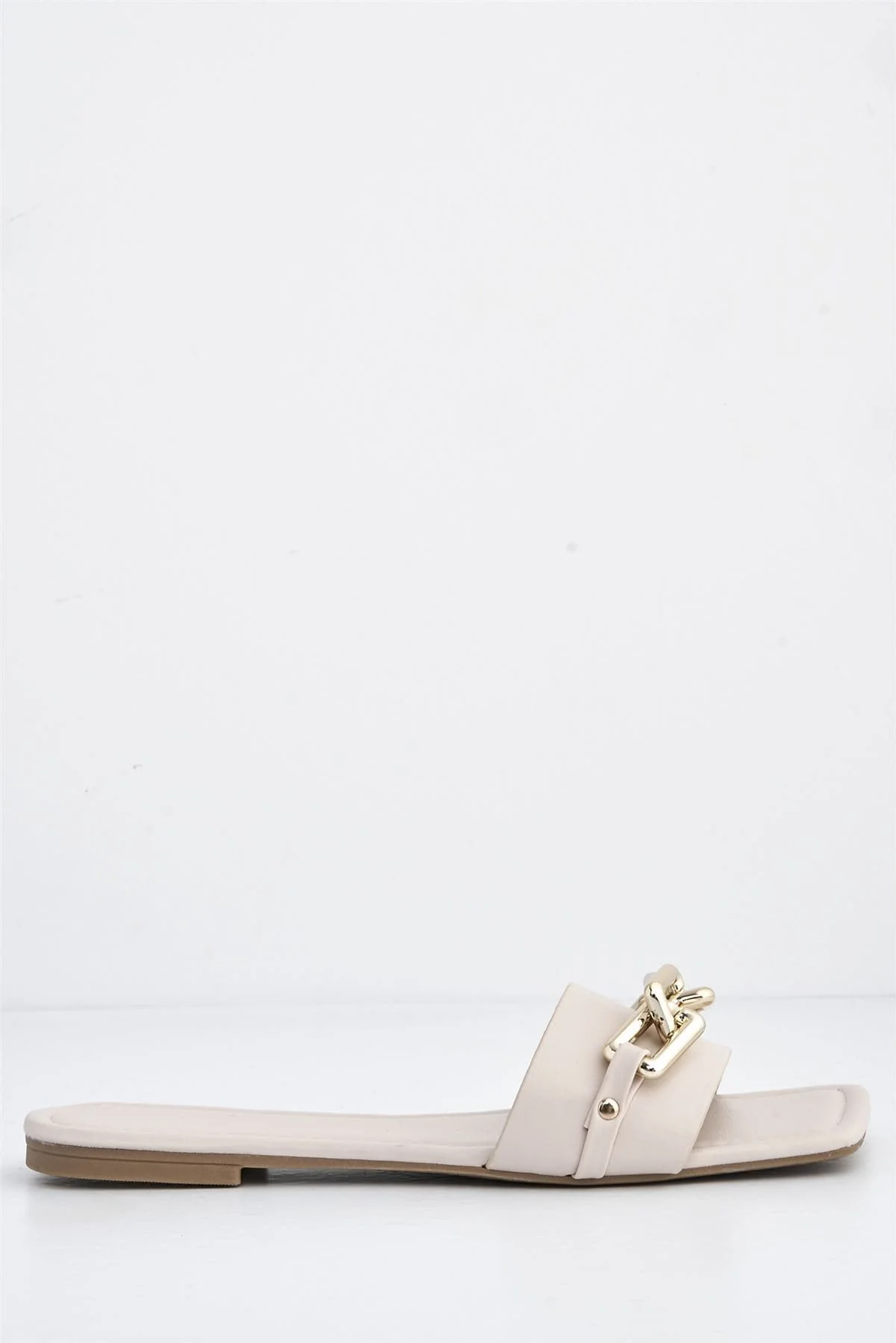 Harlow Statement Chain Flat Sandal in Nude - Image 5