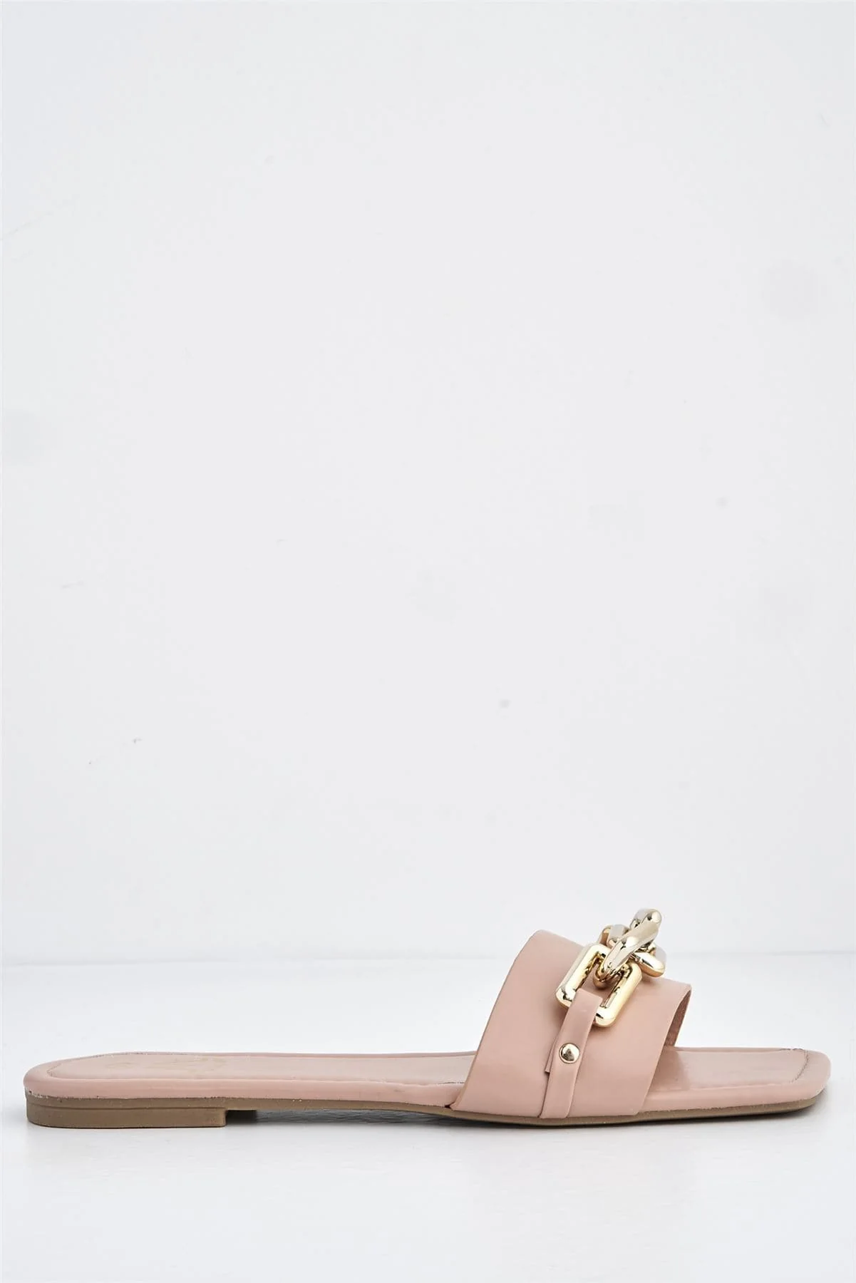 Harlow Statement Chain Flat Sandal in Pink - Image 2