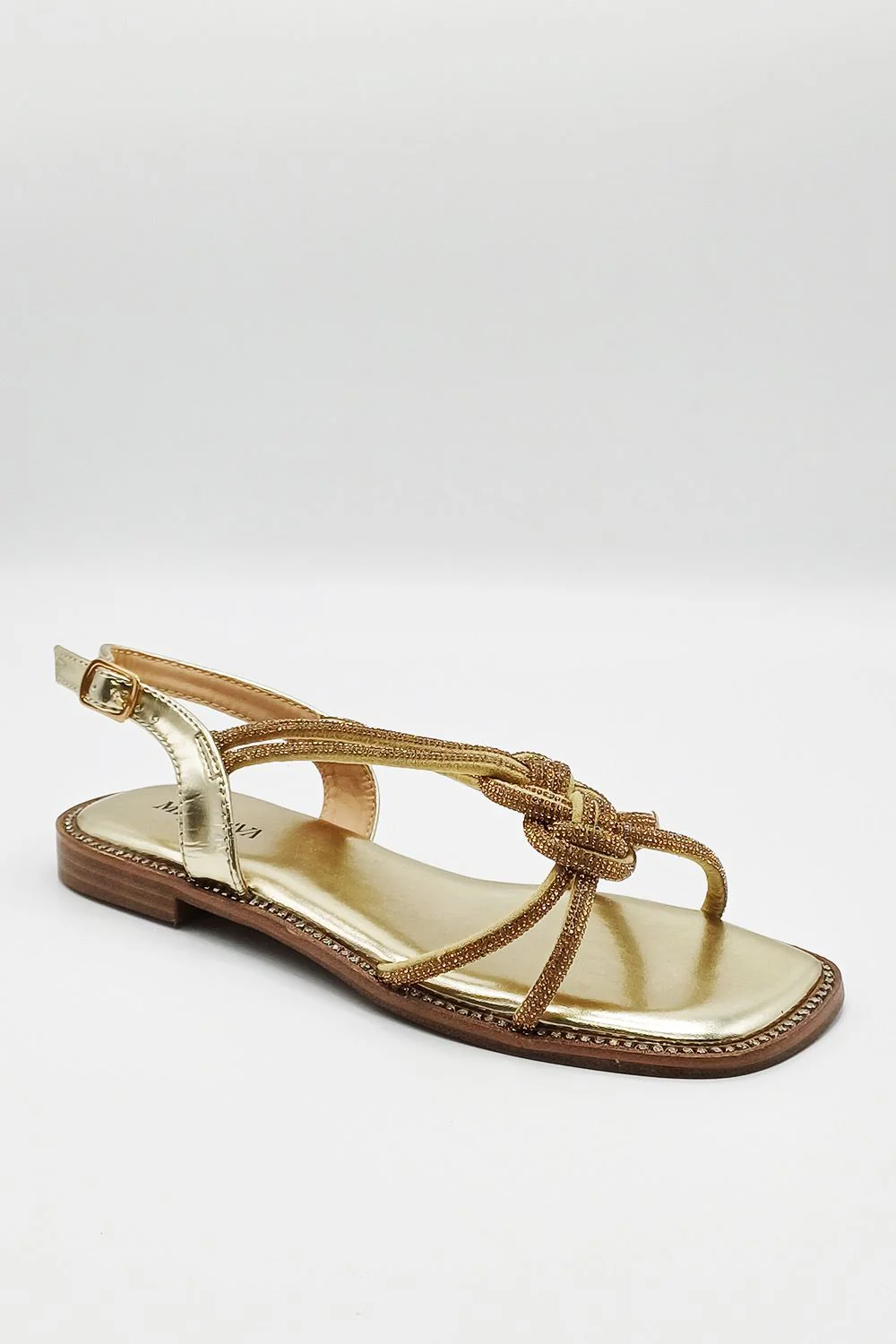 Harper Diamante Plait Twist Anklestrap in Gold - Image 3
