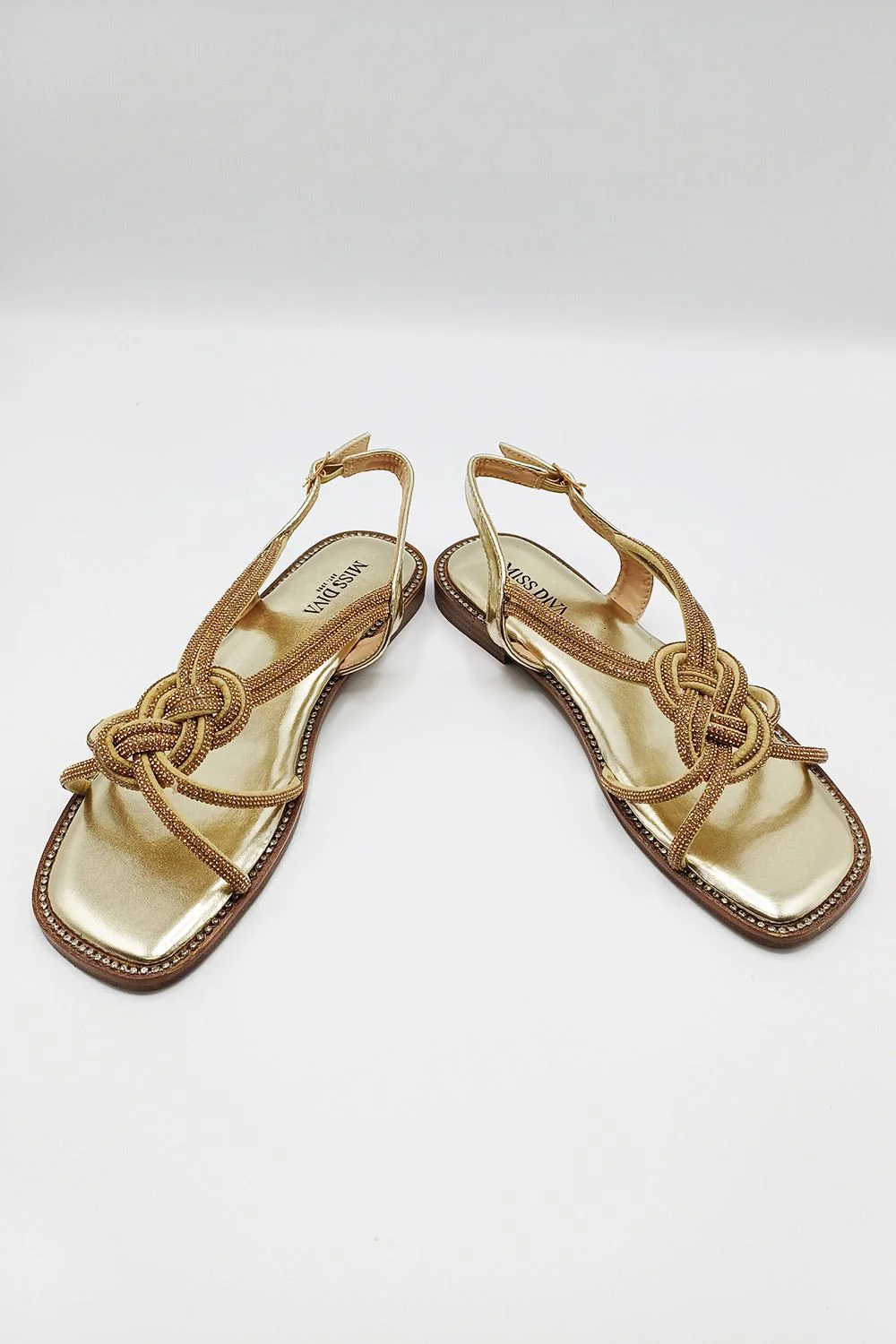 Harper Diamante Plait Twist Anklestrap in Gold - Image 4
