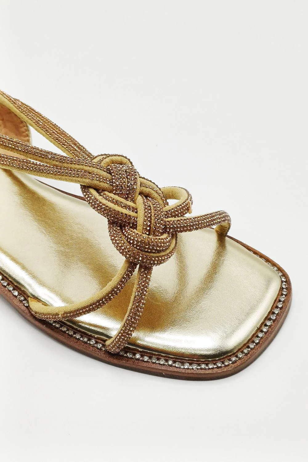 Harper Diamante Plait Twist Anklestrap in Gold - Image 5