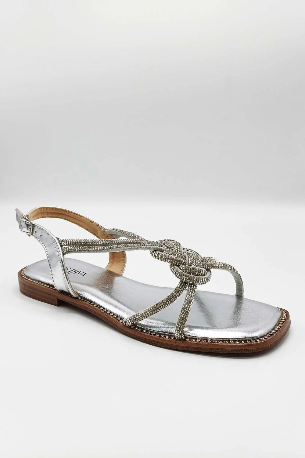 Harper Diamante Plait Twist Anklestrap in Silver - Image 4