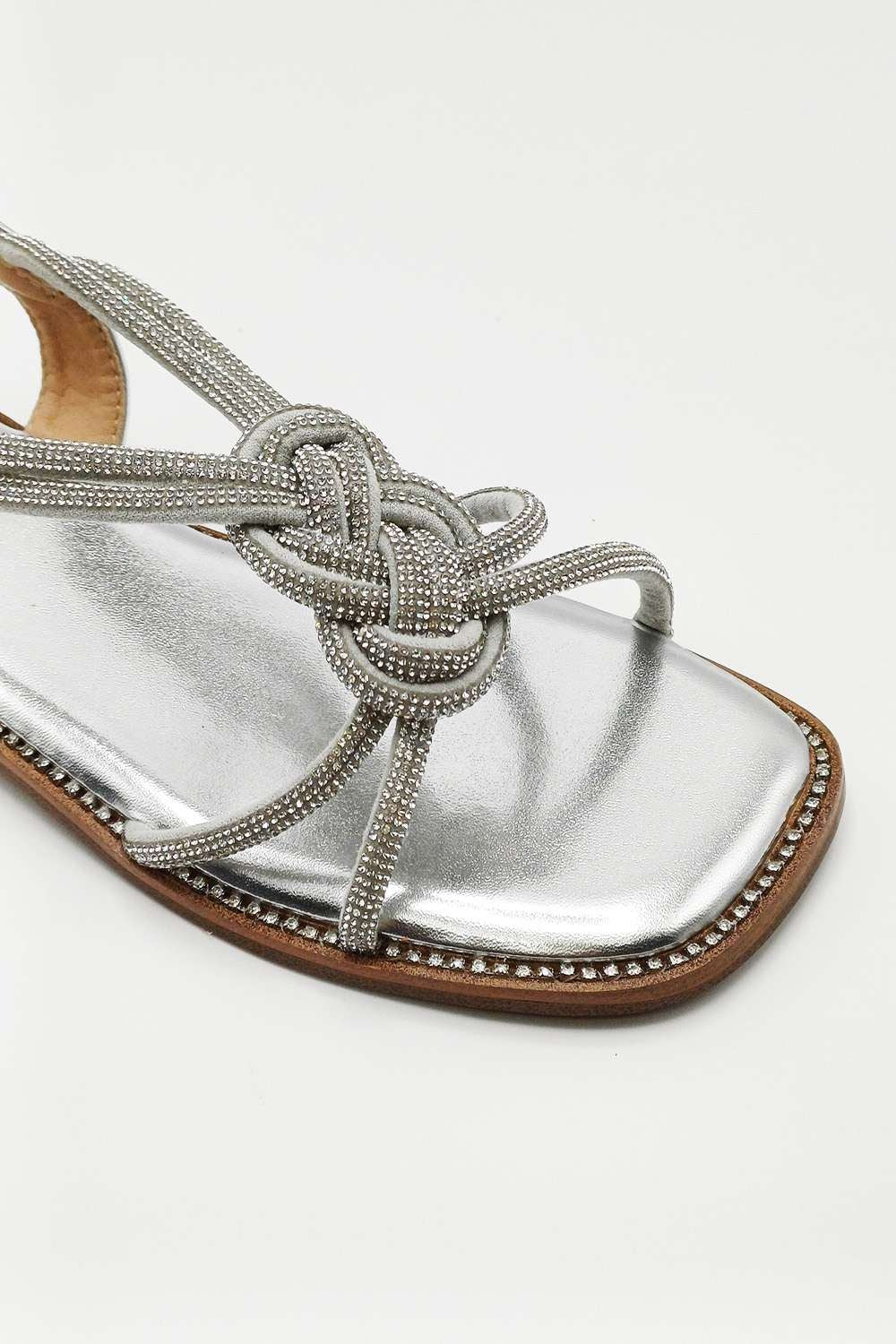 Harper Diamante Plait Twist Anklestrap in Silver - Image 5