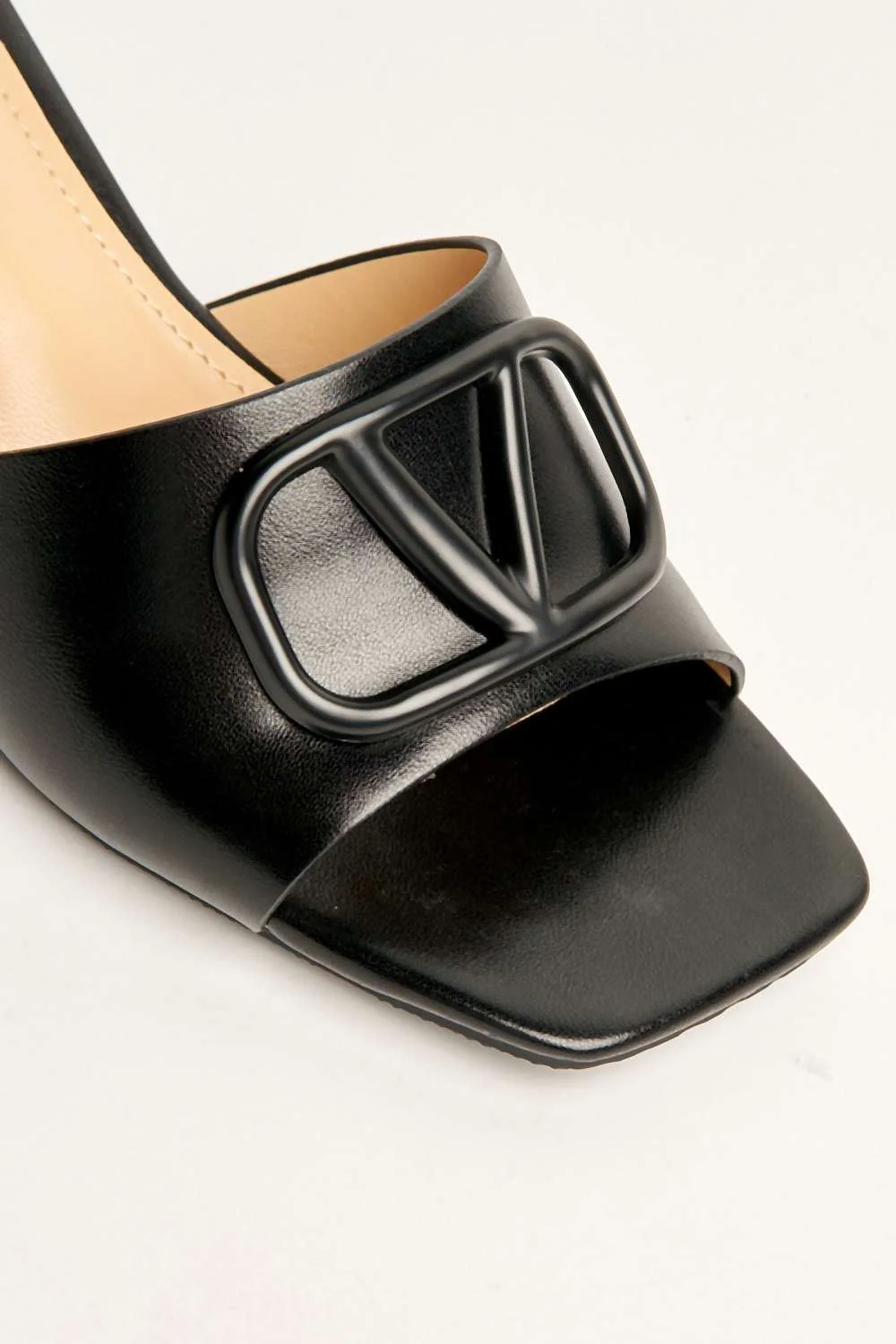 Heidi V Brooch Detail Wedge Mules in Black - Image 6