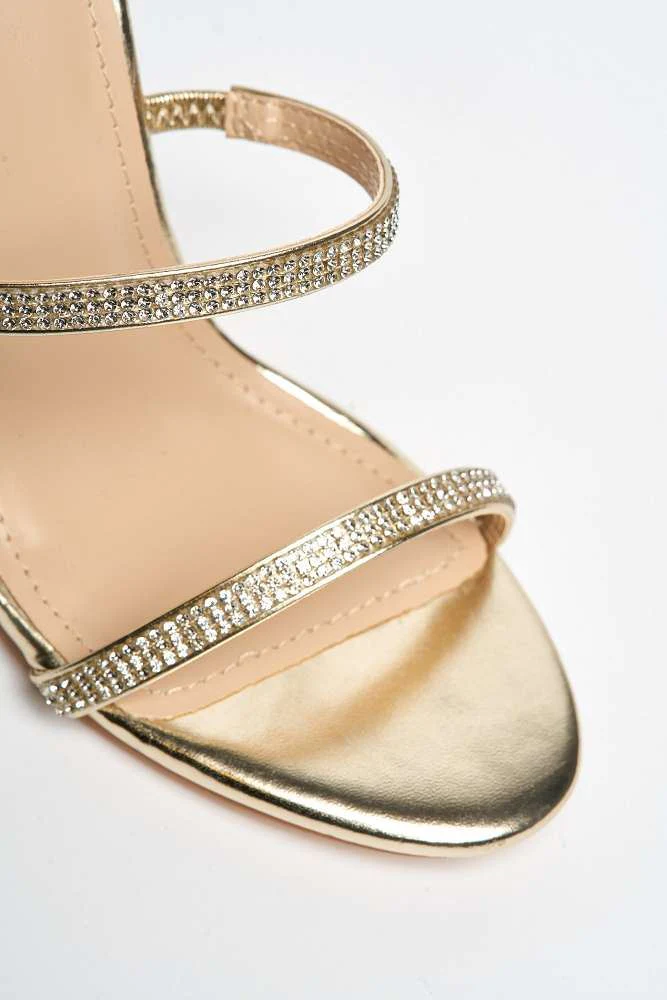 Hellena Diamante Embellished Women's Heeled Sandals in Gold - Image 6