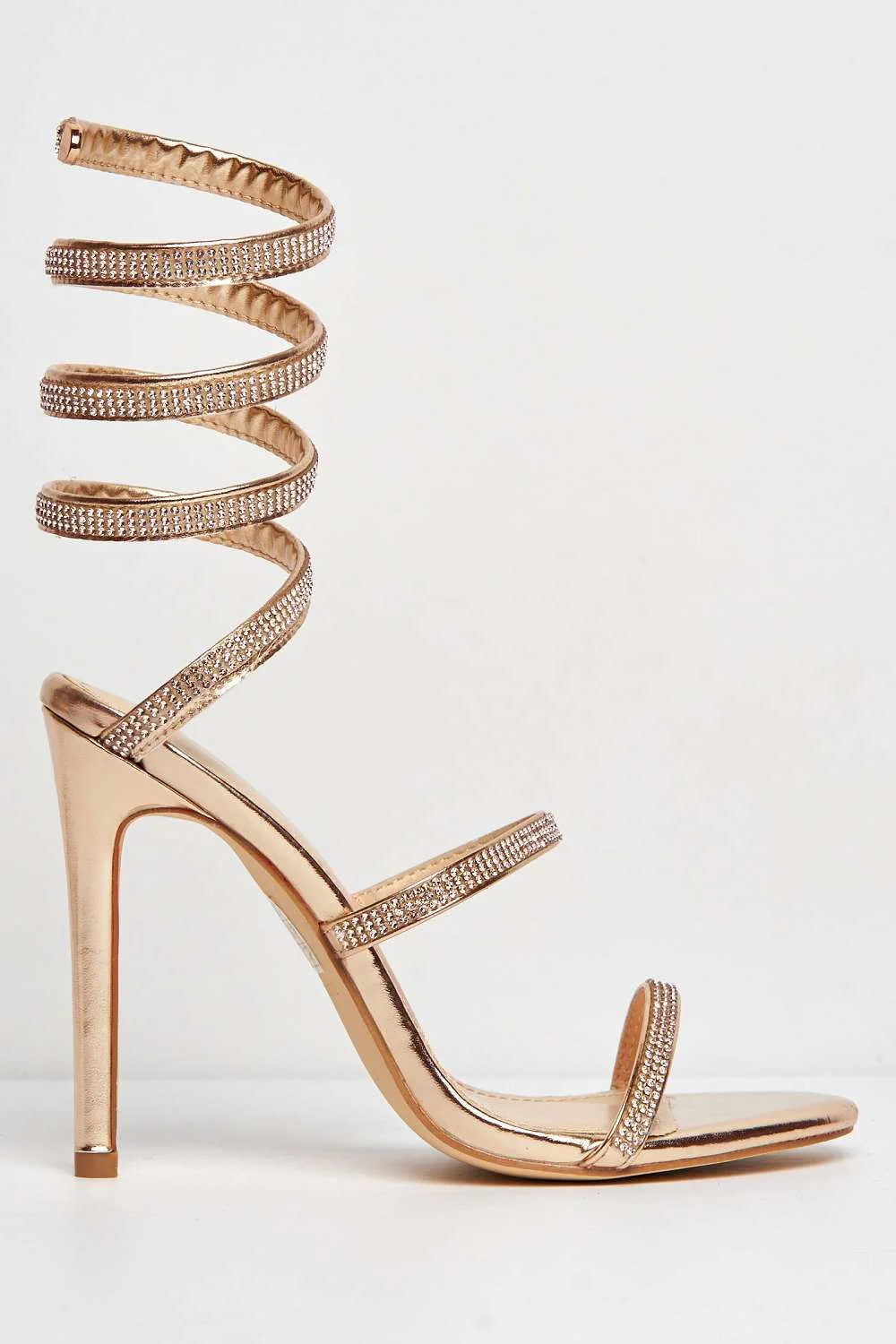 Hellena Diamante Embellished Women's Heeled Sandals in Rose Gold - Image 5