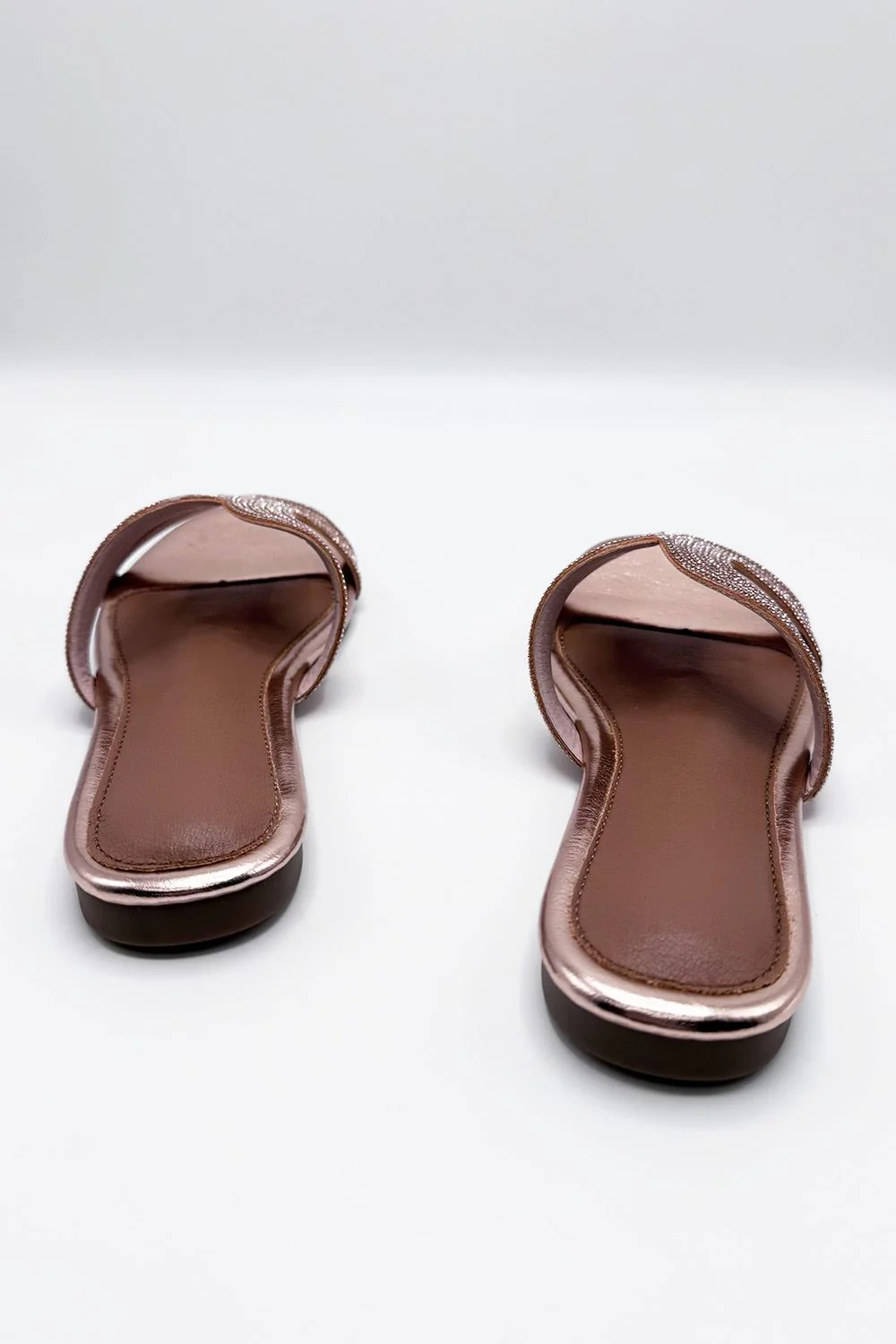 Hera Diamante Embellished Cut-Out Sliders in Rose Gold - Image 5