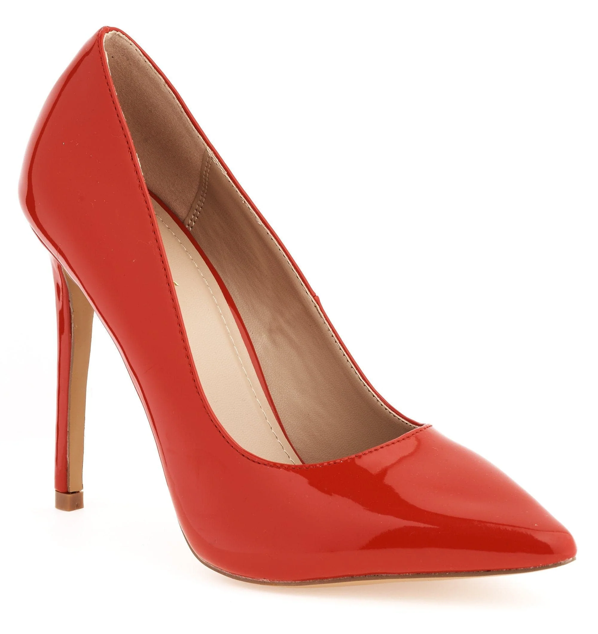 Mila High Stiletto Patent Finish Heel Court Shoe In Red - Image 6