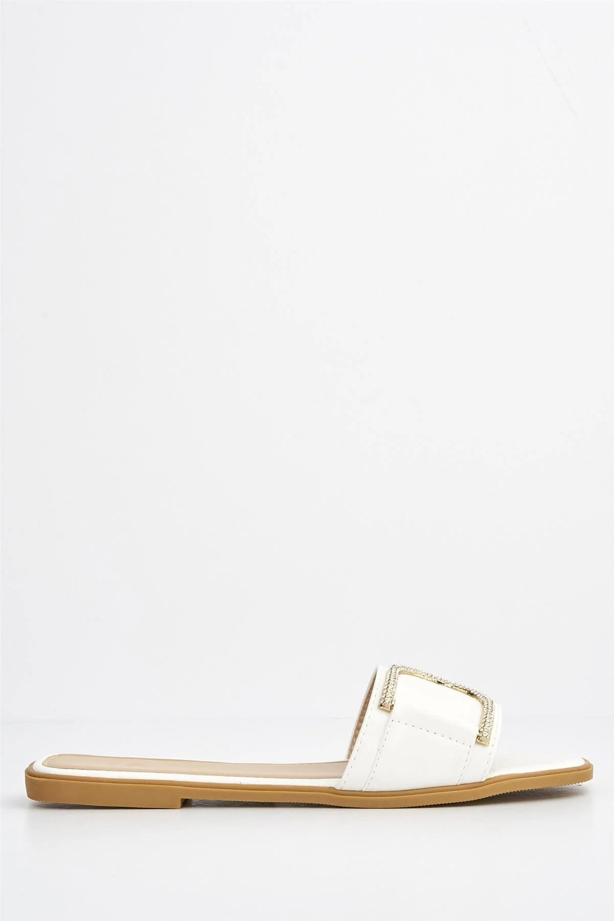 Kalia Diamante D Link Flat Sandal in White - Image 5