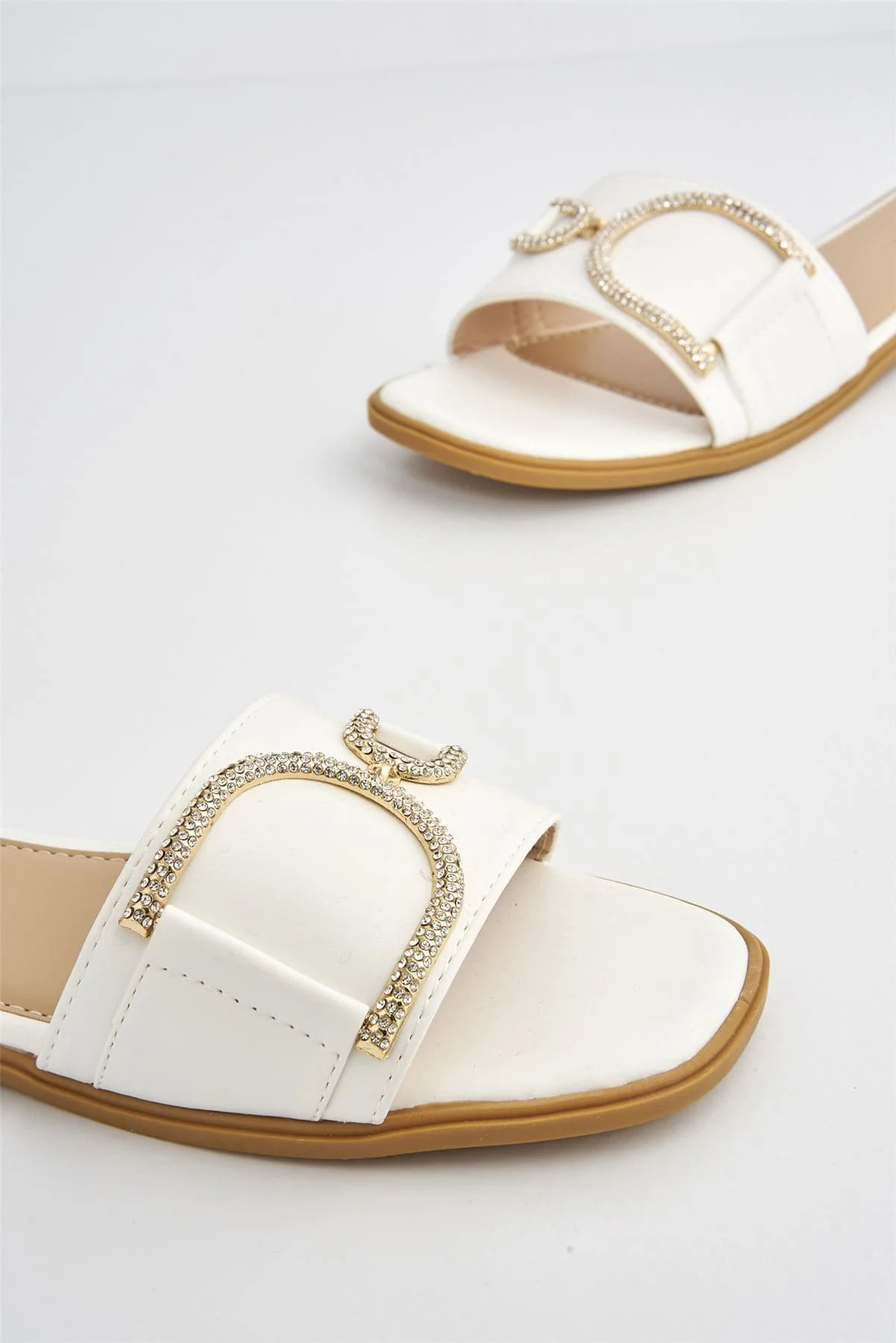 Kalia Diamante D Link Flat Sandal in White - Image 6