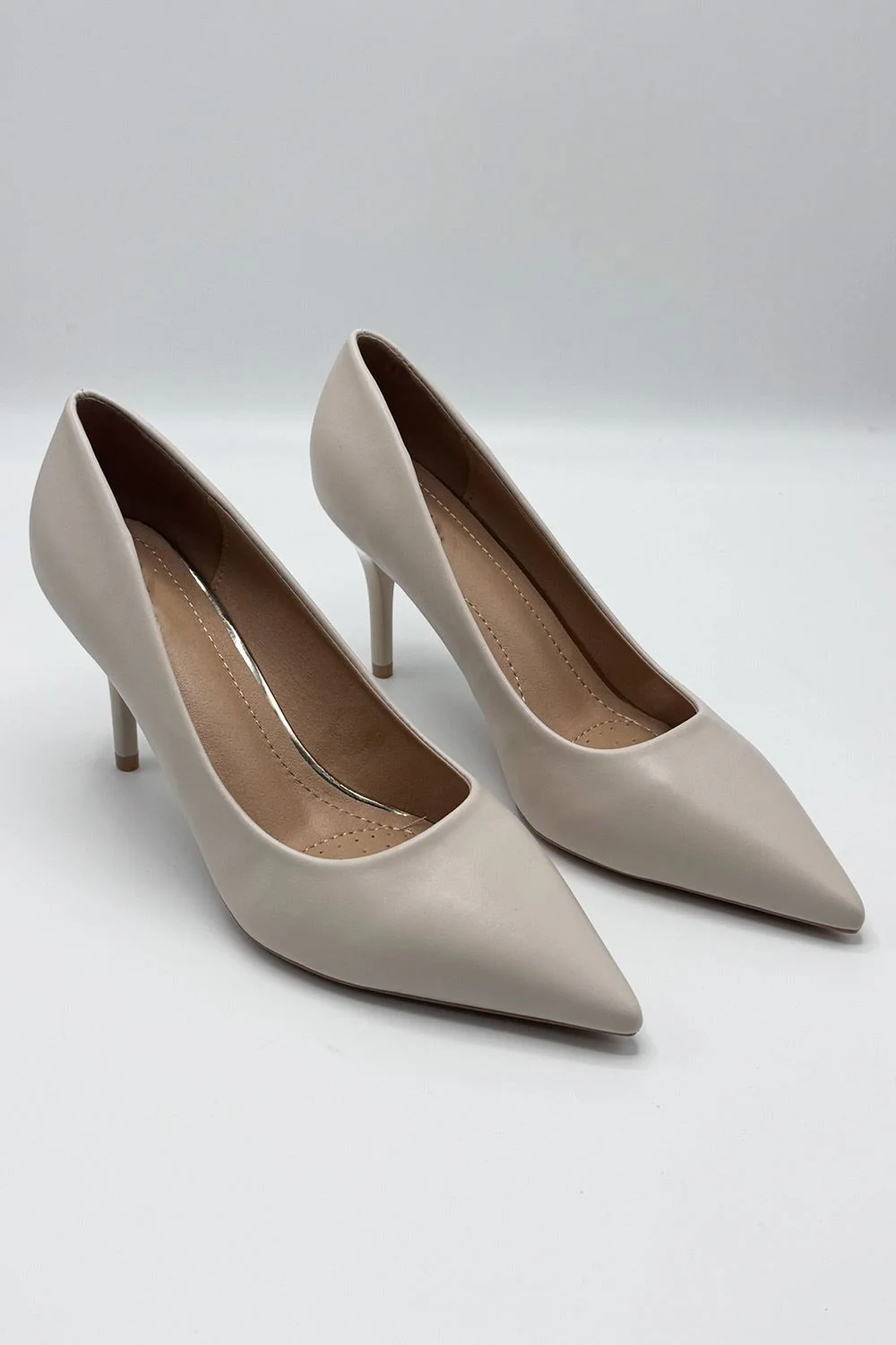 Ingrid Pointed Toe Court Heels in Cream Matt - Image 2