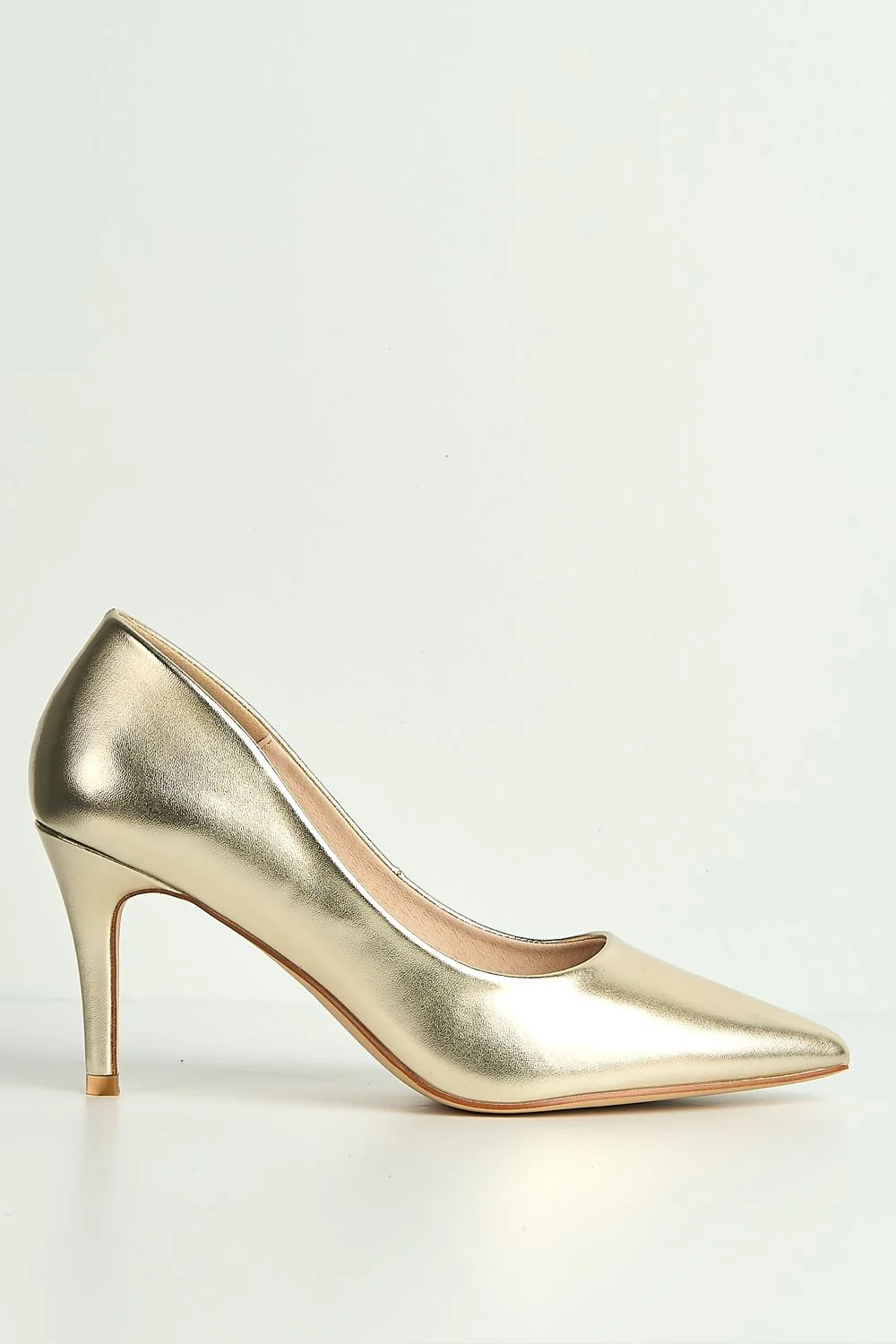 Ingrid Pointed Toe Court Heels in Gold - Image 5
