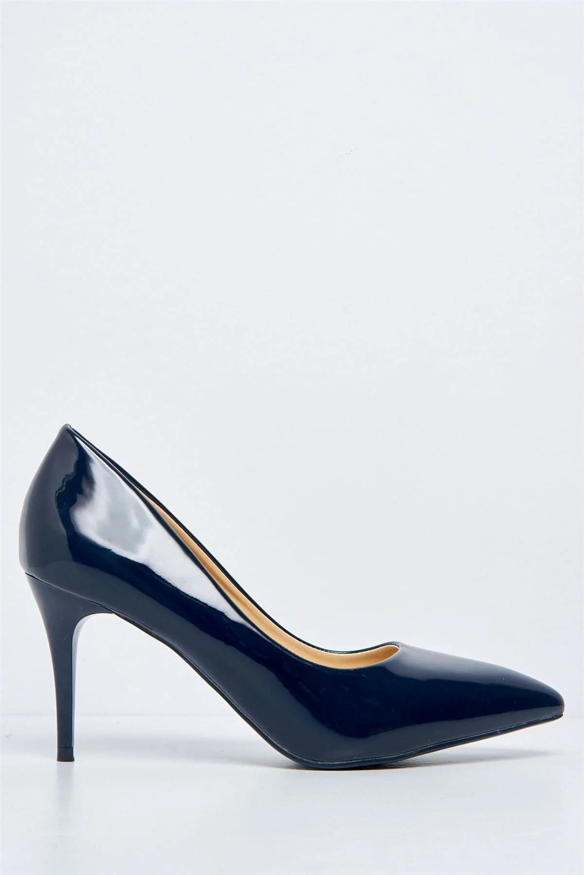 Ingrid Pointed Toe Court Heels in Navy Patent - Image 4