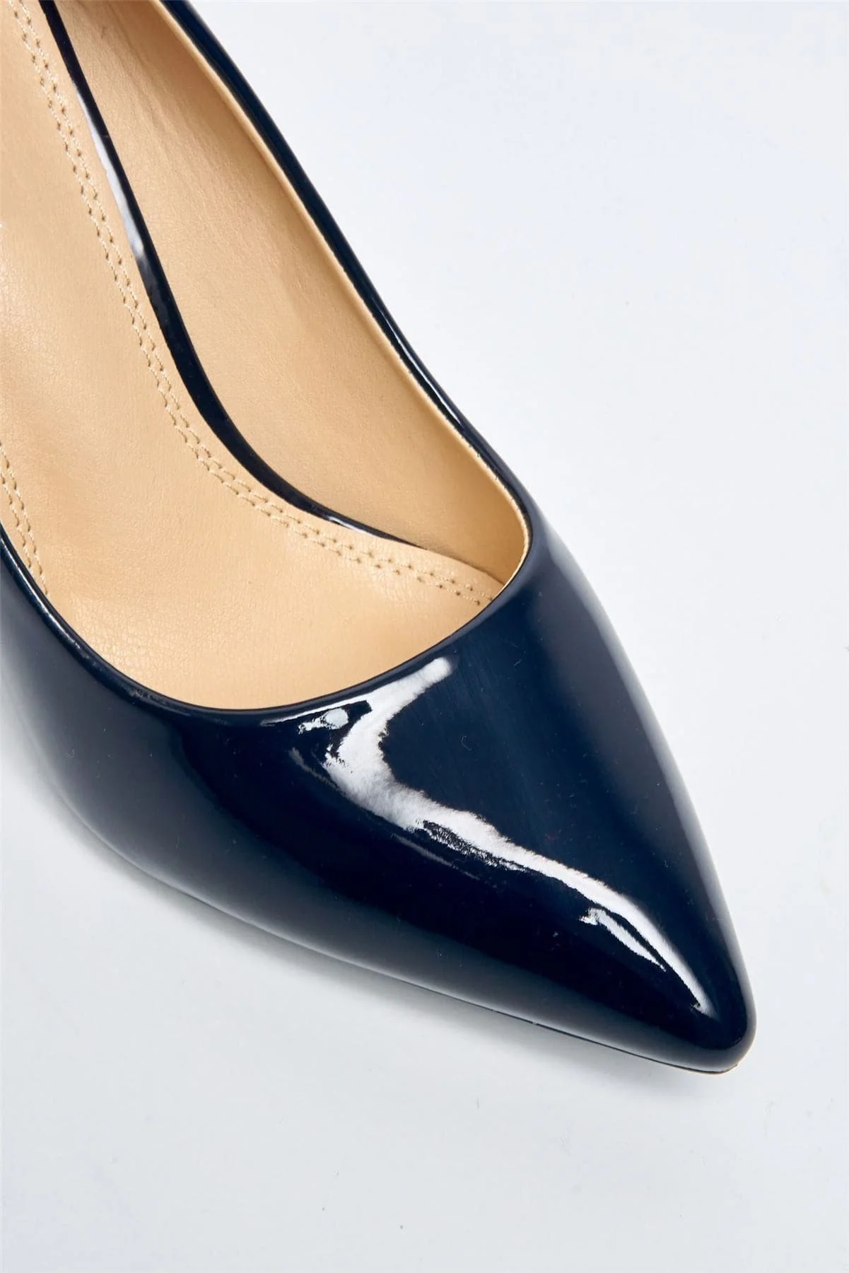 Ingrid Pointed Toe Court Heels in Navy Patent - Image 6