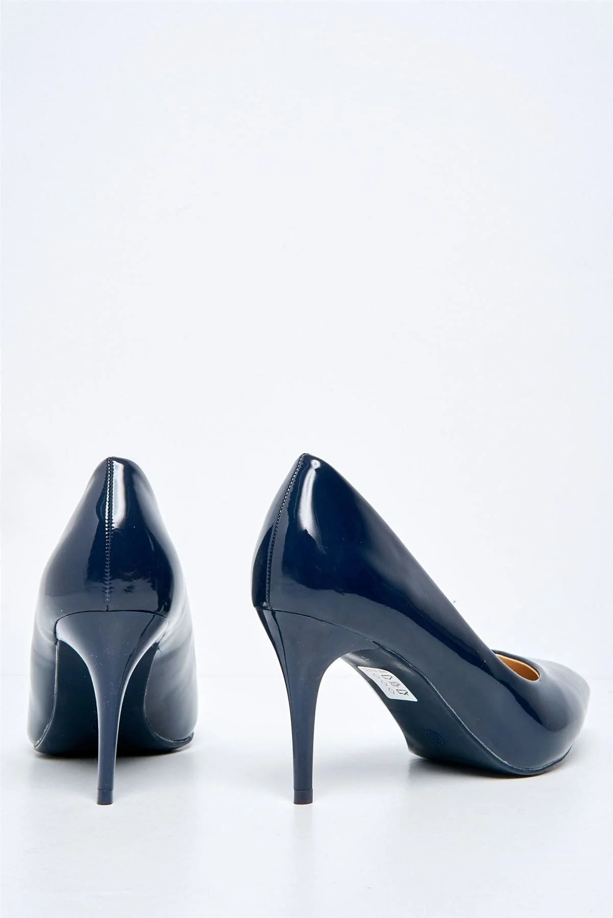 Ingrid Pointed Toe Court Heels in Navy Patent - Image 7