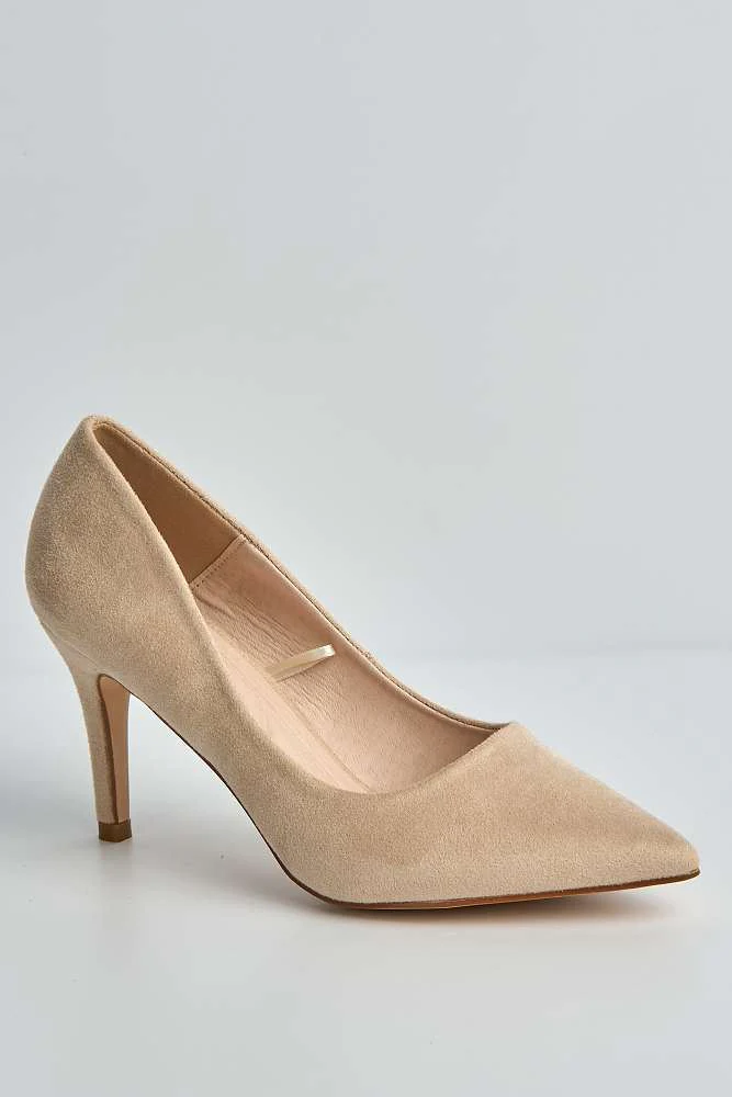 Ingrid Pointed Toe Court Heels in Nude Suede - Image 4