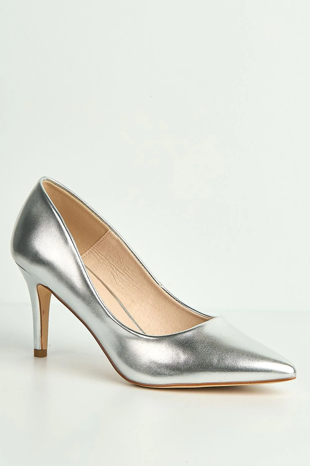 Ingrid Pointed Toe Court Heels in Silver - Image 4