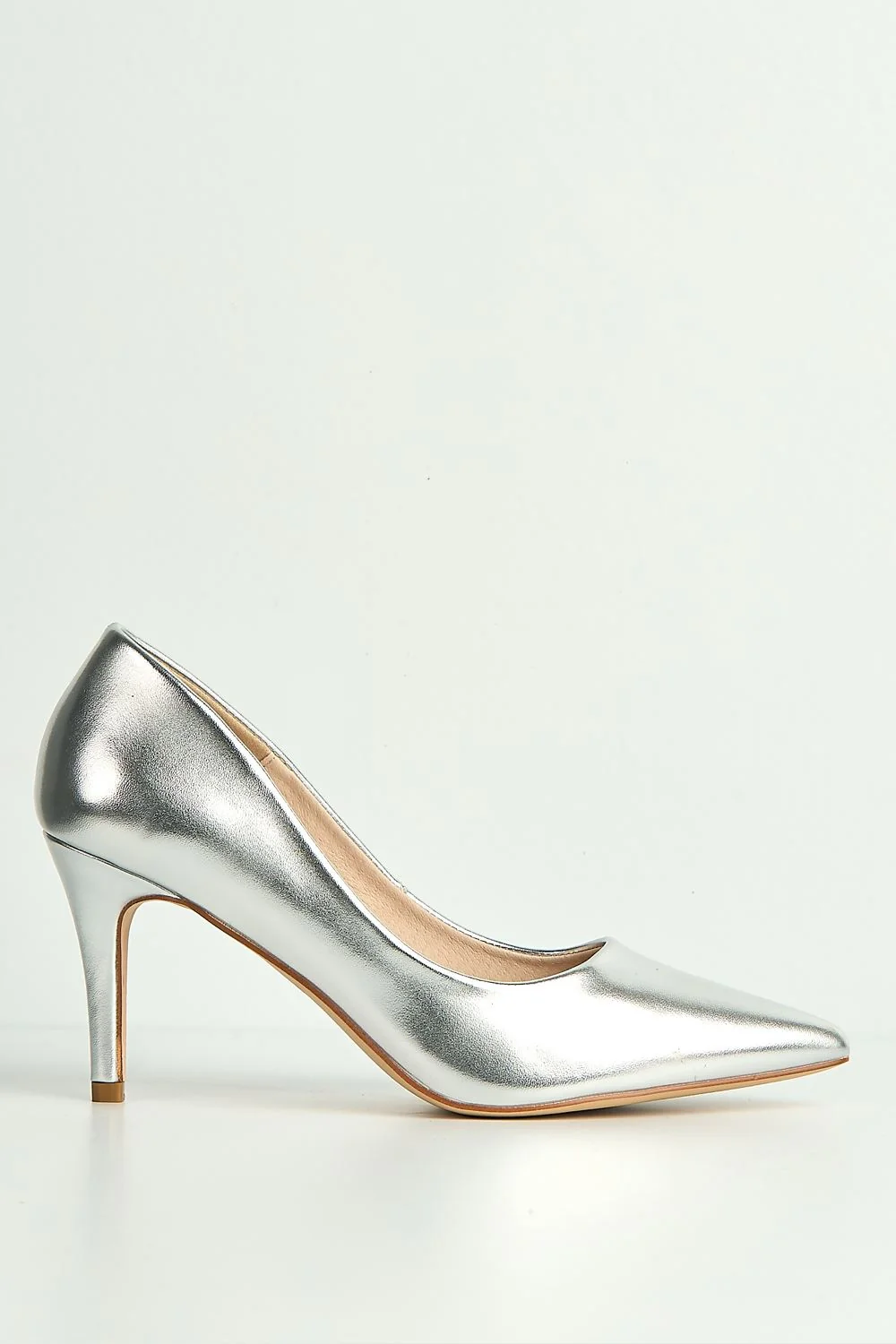Ingrid Pointed Toe Court Heels in Silver - Image 5