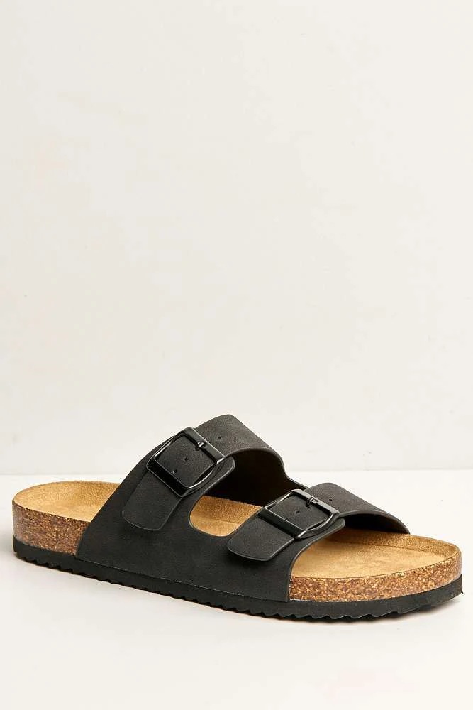 Iris Two Strap Buckle Detail Sliders in Black - Image 4