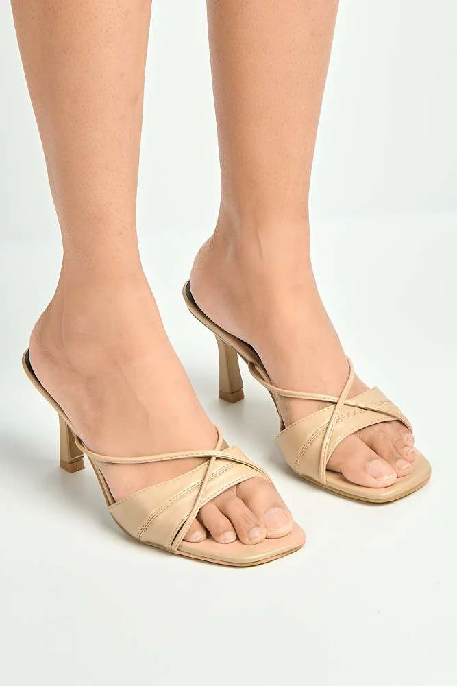 Isalie Crossover And Strap Mules in Beige - Image 2