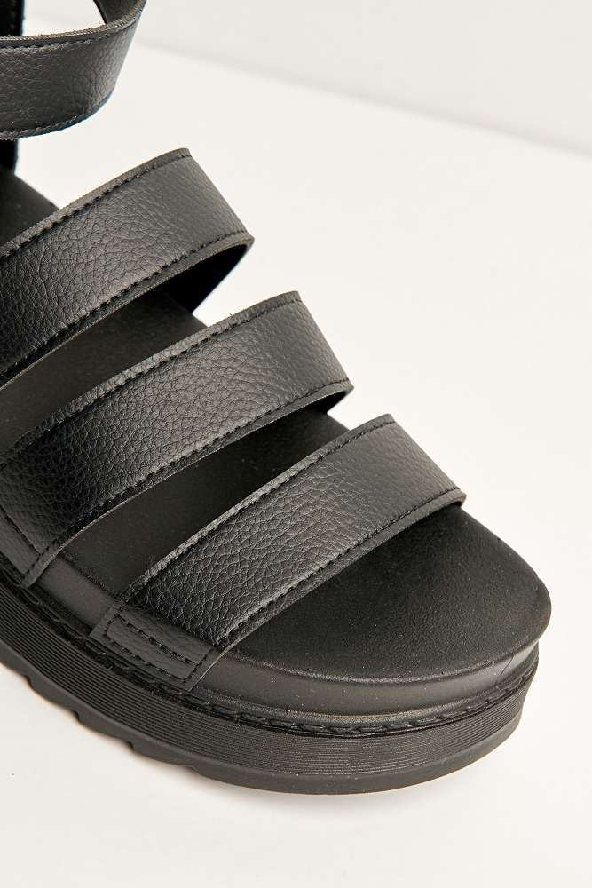Janice 3 Band High Cleated Anklestrap Sandal in Black - Image 6
