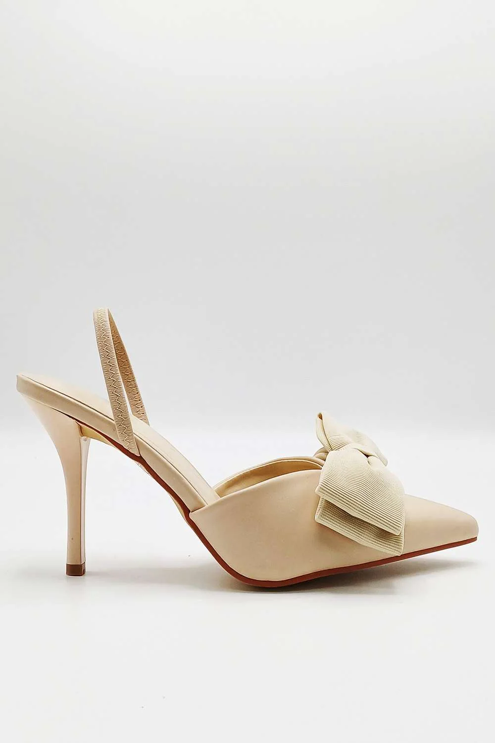 Jaycee Bow Detail Slingback Court Shoes in Beige - Image 2
