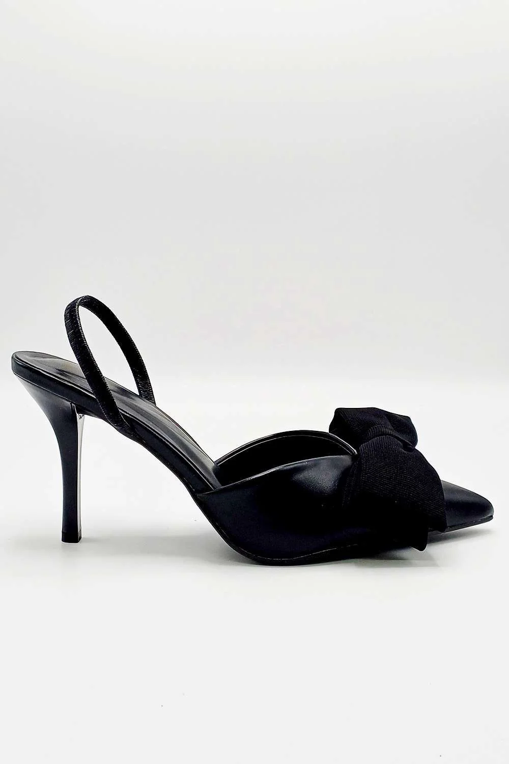 Jaycee Bow Detail Slingback Court Shoes in Black - Image 2