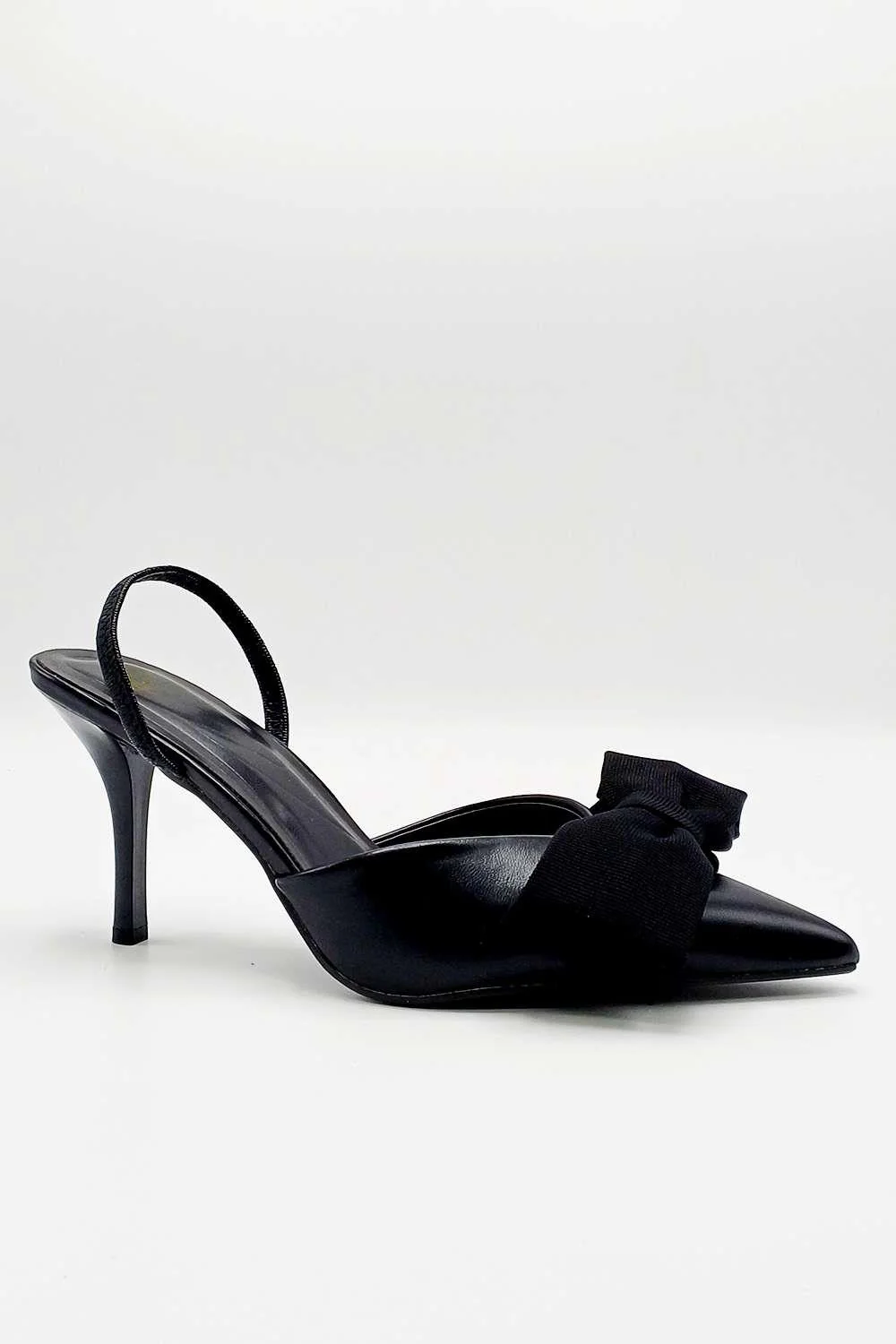 Jaycee Bow Detail Slingback Court Shoes in Black - Image 3