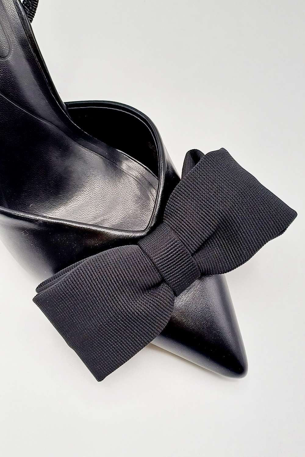 Jaycee Bow Detail Slingback Court Shoes in Black - Image 4