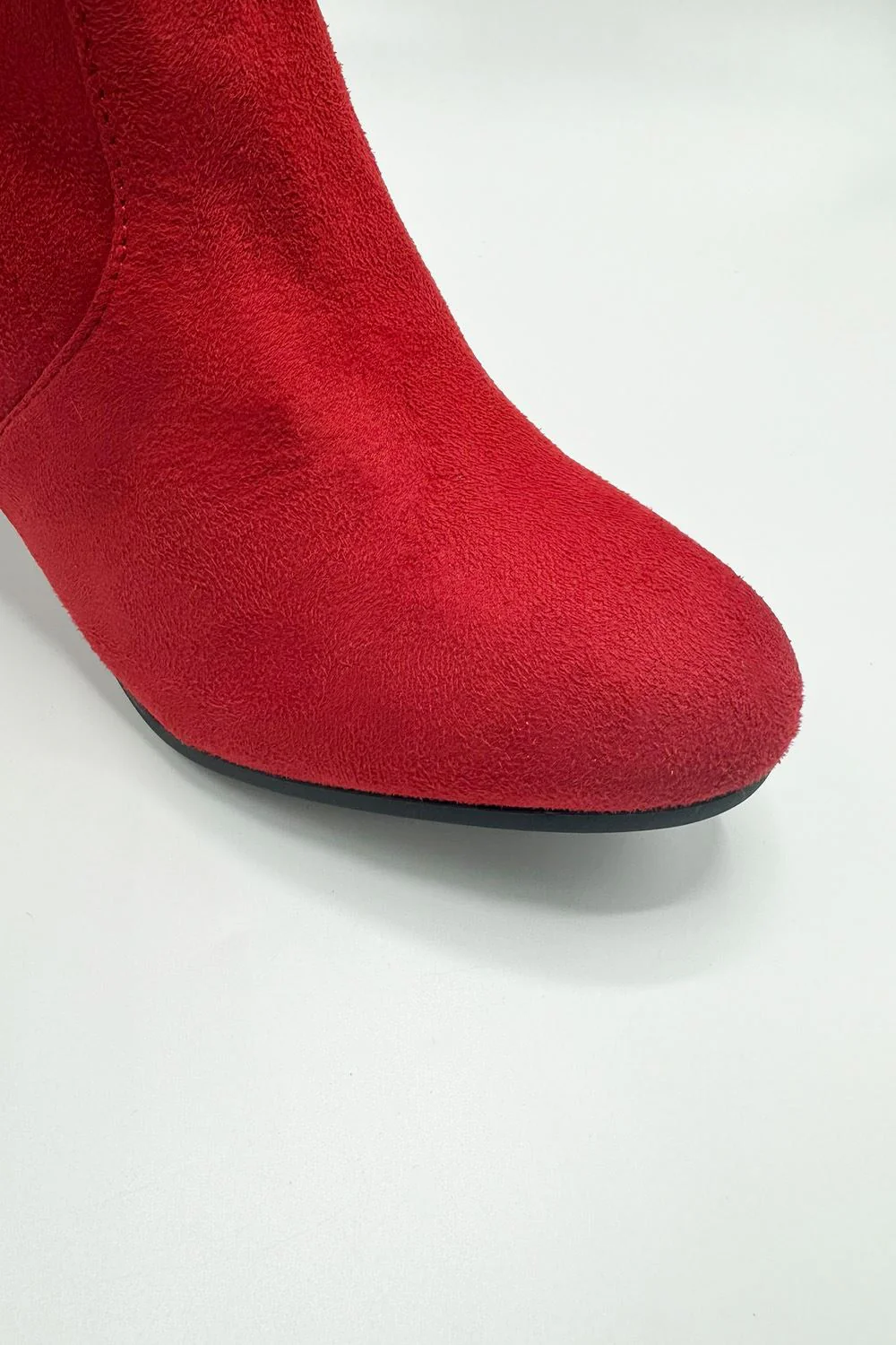 Jayda Over The Knee Block Heel Boots in Red Suede - Image 5