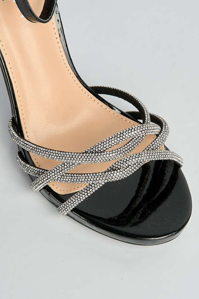 Jeriah Crossover Diamante Strap Platform Heeled Sandal in Black - Image 5