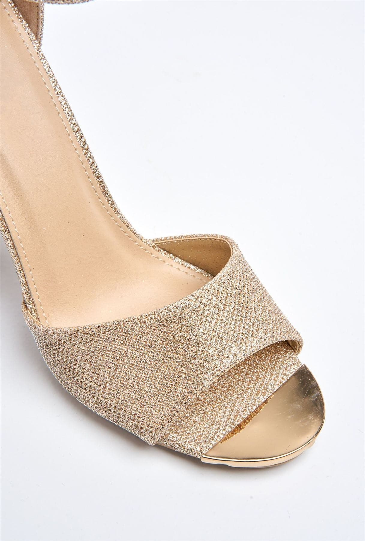 Jessy Anklestrap Blockheel Sandal in Rose Gold Mesh - Image 7