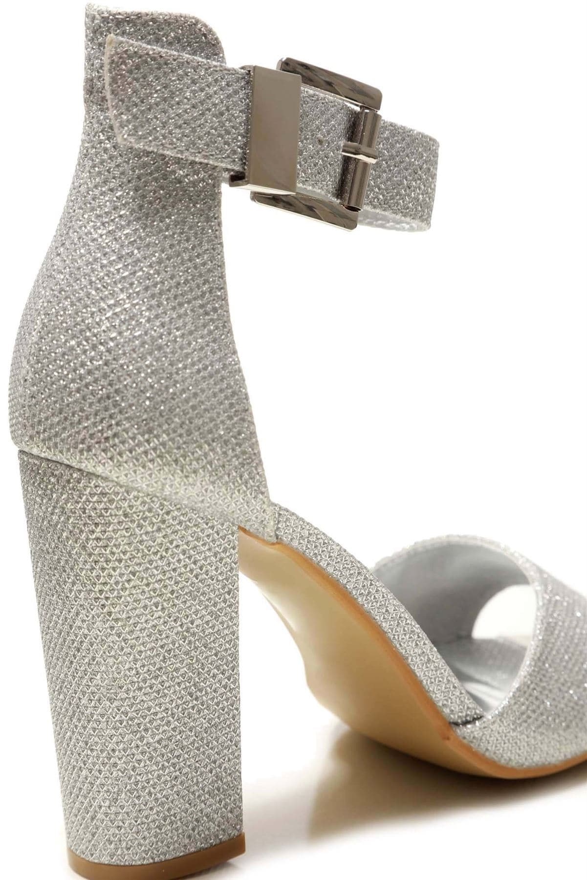 Jessy Anklestrap Blockheel Sandal in Silver - Image 4