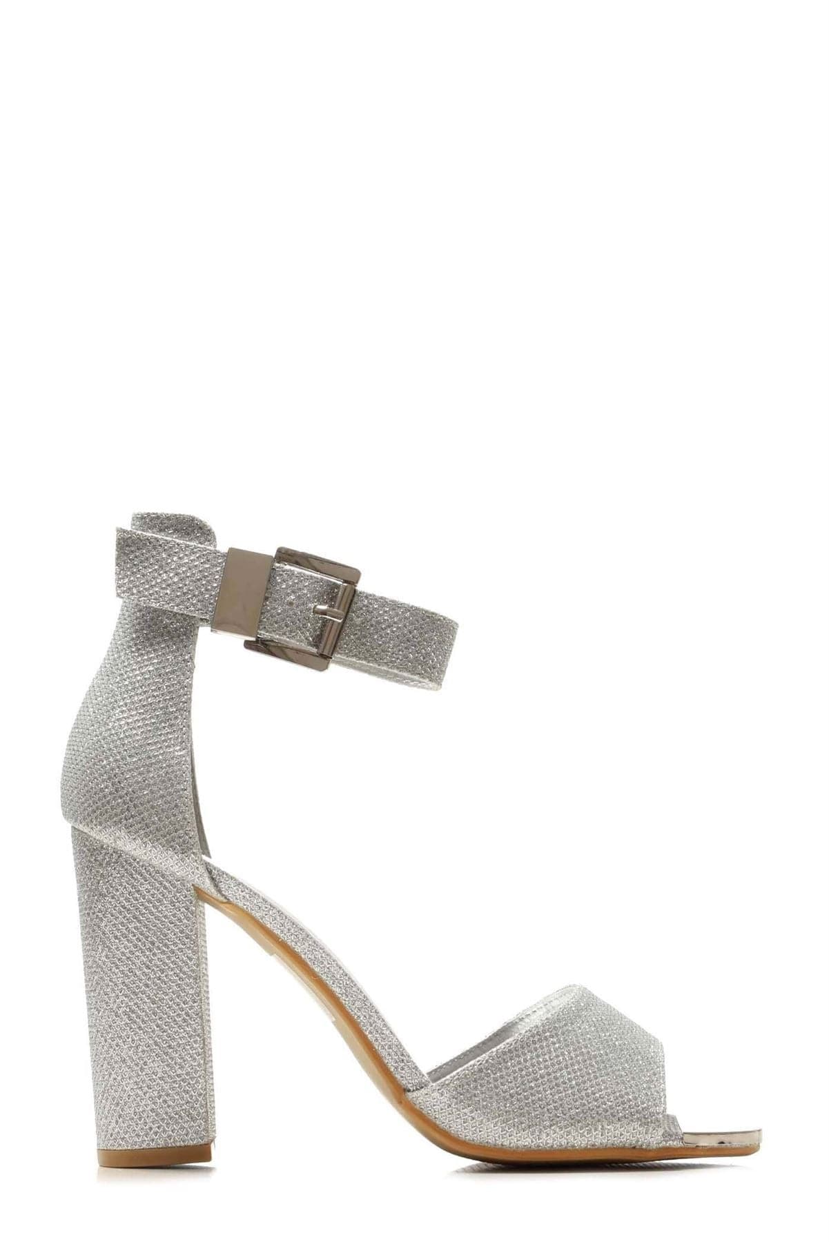Jessy Anklestrap Blockheel Sandal in Silver - Image 5