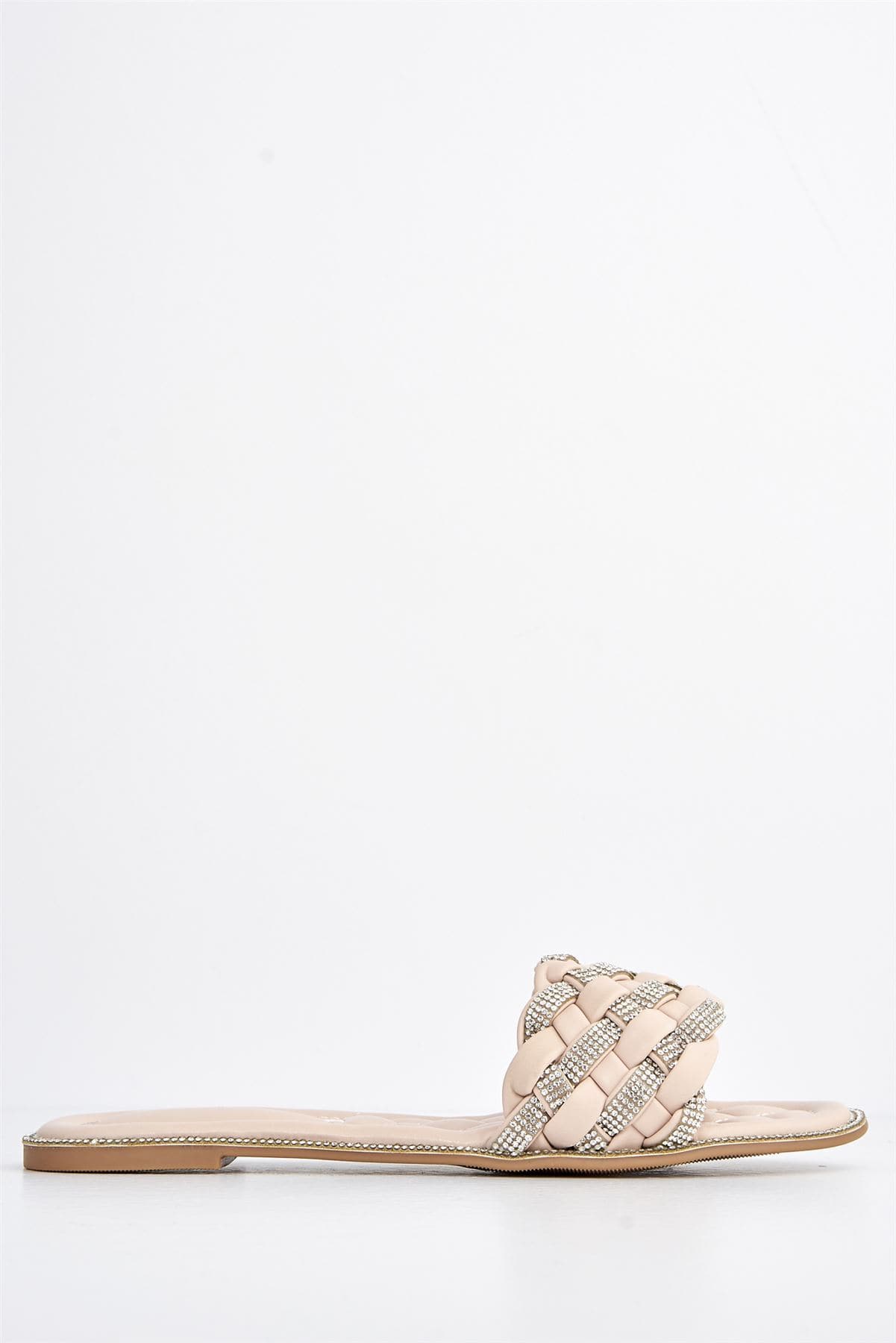 Hillary Diamante Plaited Band Slider in Nude - Image 5
