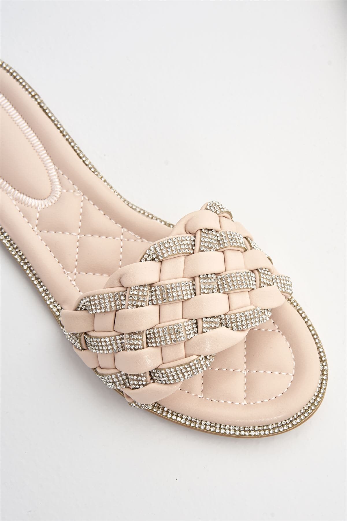 Hillary Diamante Plaited Band Slider in Nude - Image 7