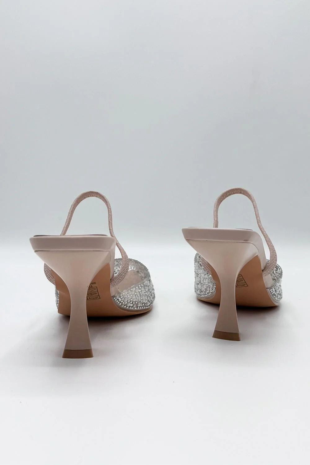 Juliana Pointed Toe Pearl Embellished Court Shoes in Nude - Image 5
