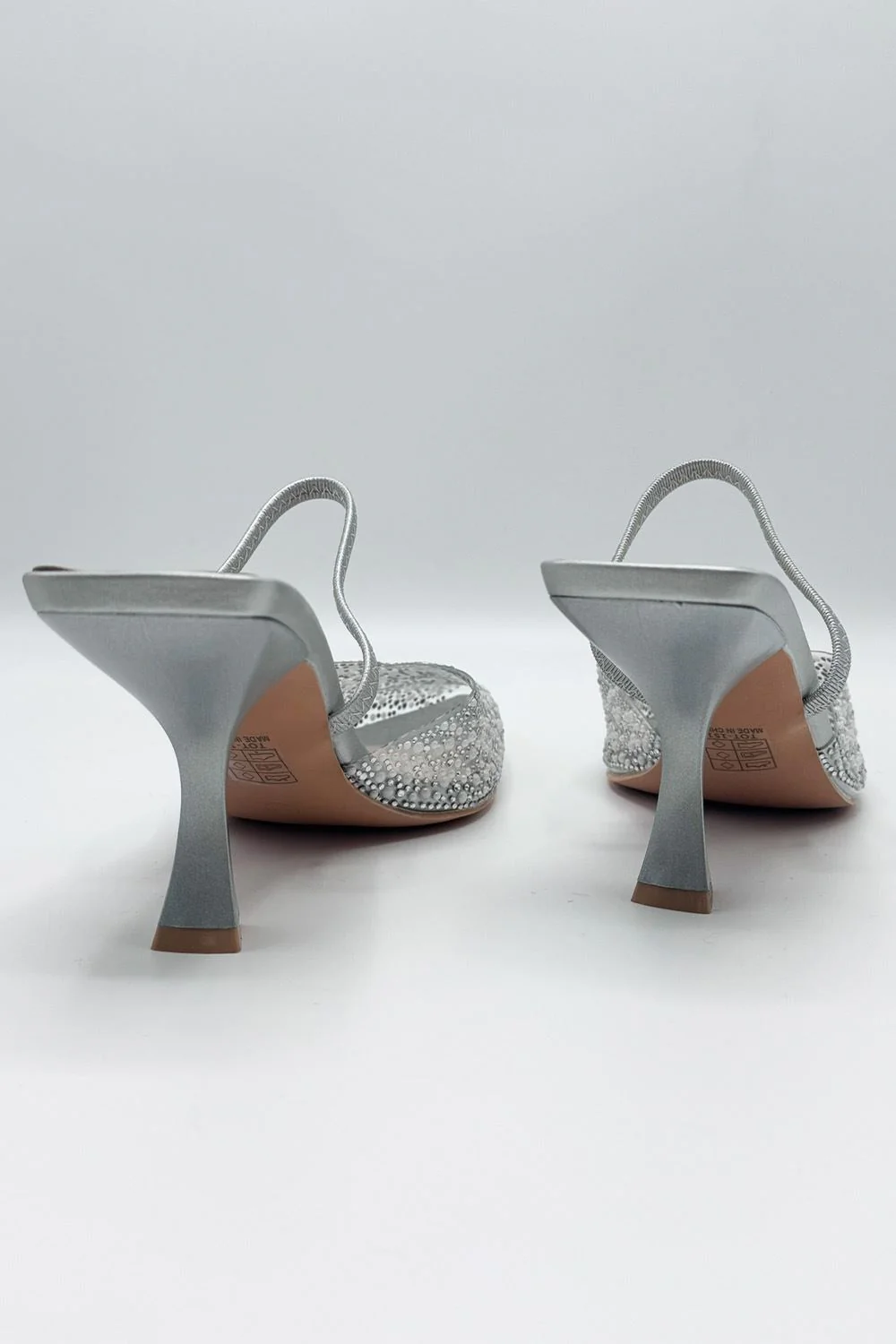 Juliana Pointed Toe Pearl Embellished Court Shoes in Silver - Image 5