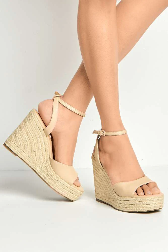 Kai Ankle Strap Wedges in Nude - Image 2