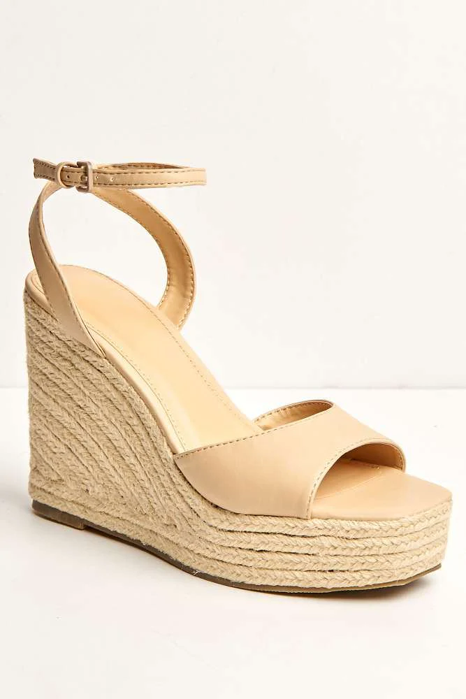 Kai Ankle Strap Wedges in Nude - Image 4