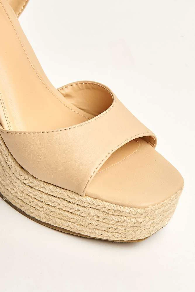 Kai Ankle Strap Wedges in Nude - Image 5