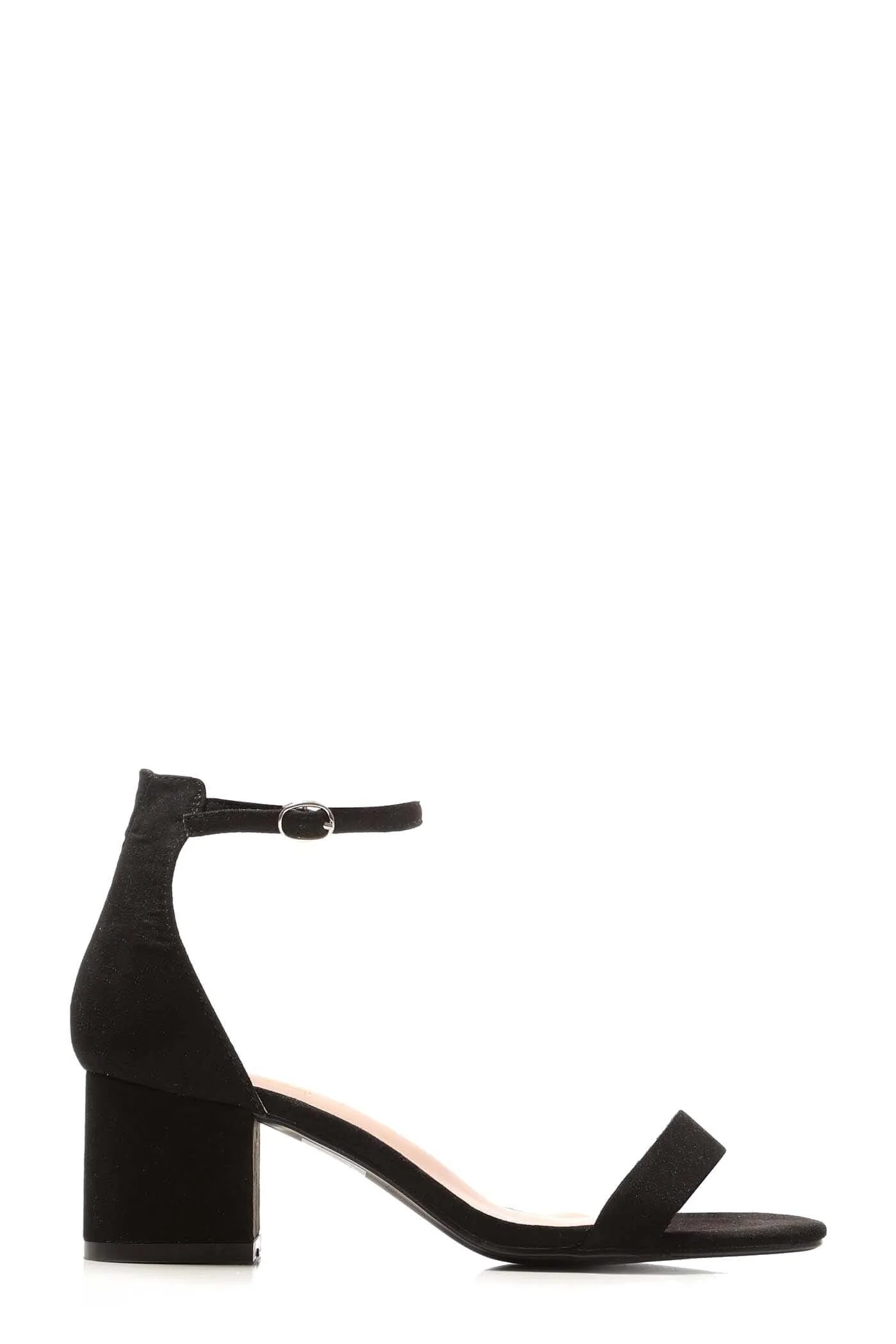 Karley Barely There Ankle Strap Block Heel Sandal in Black Suede - Image 4