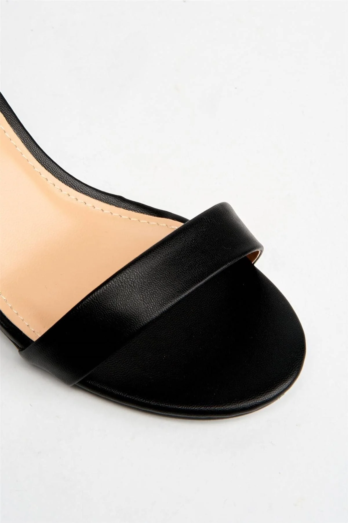 Karley Barely There Ankle Strap Block Heel Sandal in Black PU - Image 6