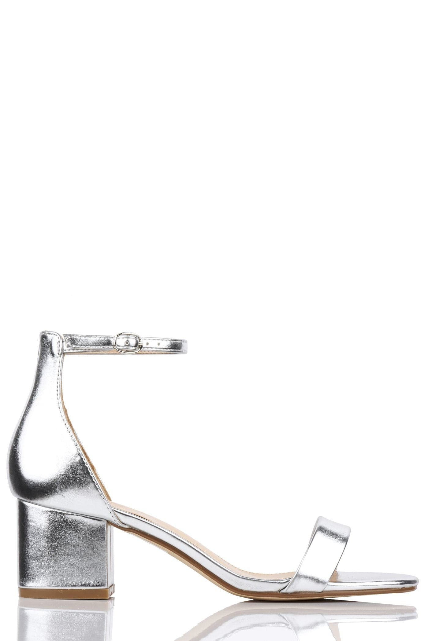 Karley Barely There Ankle Strap Block Heel Sandal In Silver Matt - Image 3
