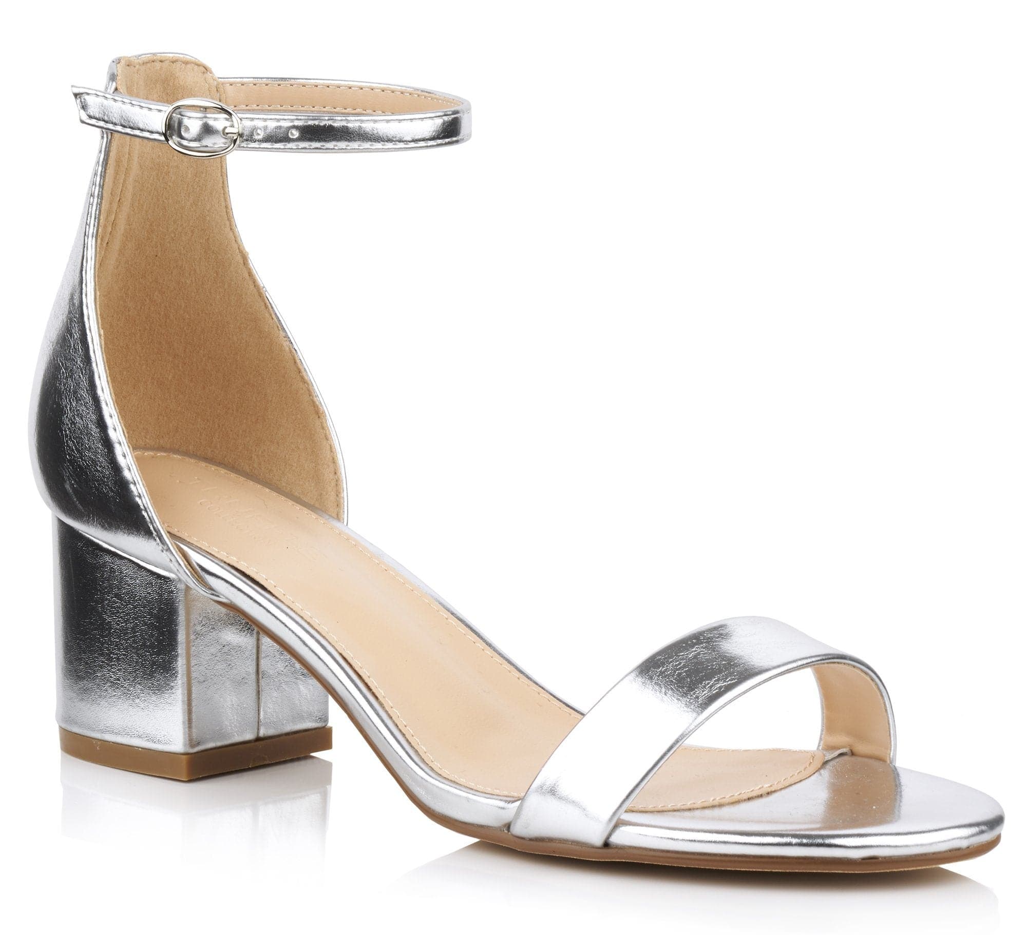 Karley Barely There Ankle Strap Block Heel Sandal In Silver Matt - Image 4