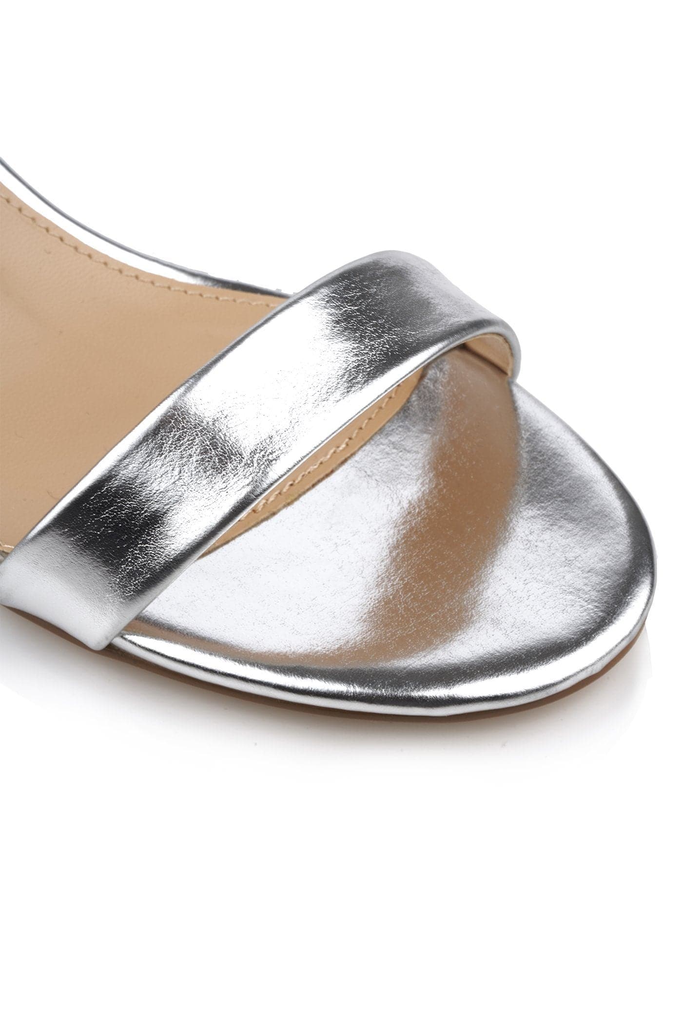 Karley Barely There Ankle Strap Block Heel Sandal In Silver Matt - Image 5