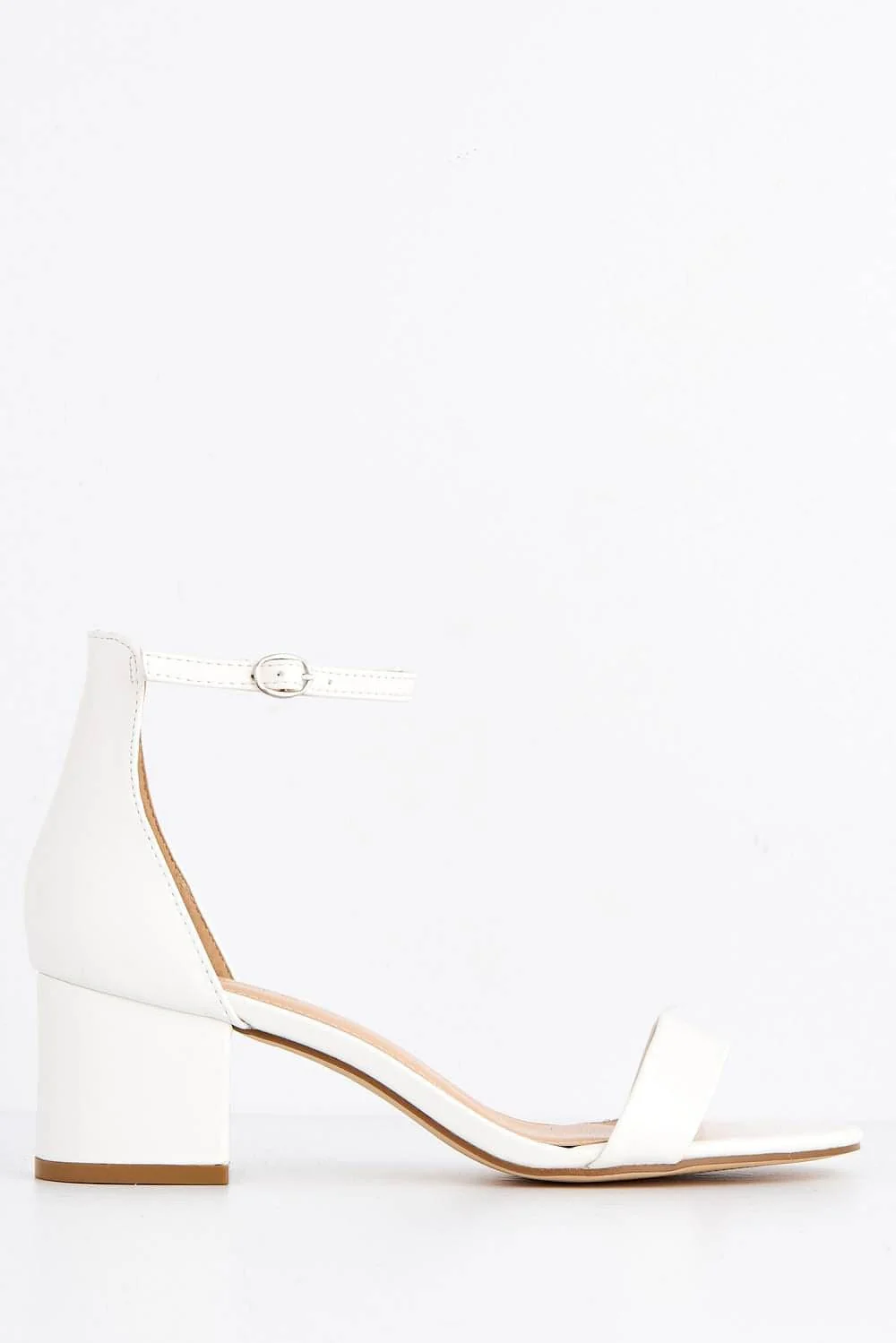Karley Barely There Ankle Strap Block Heel Sandal in White Matt - Image 4